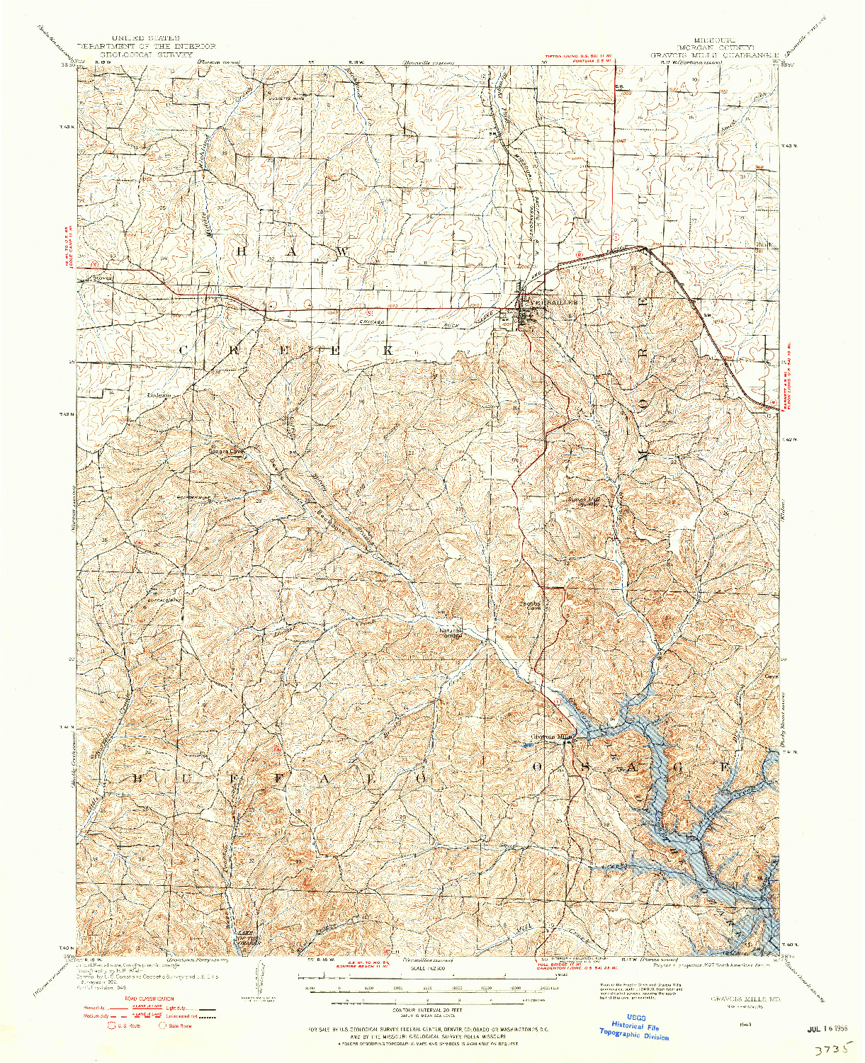 USGS 1:62500-SCALE QUADRANGLE FOR GRAVOIS MILLS, MO 1949