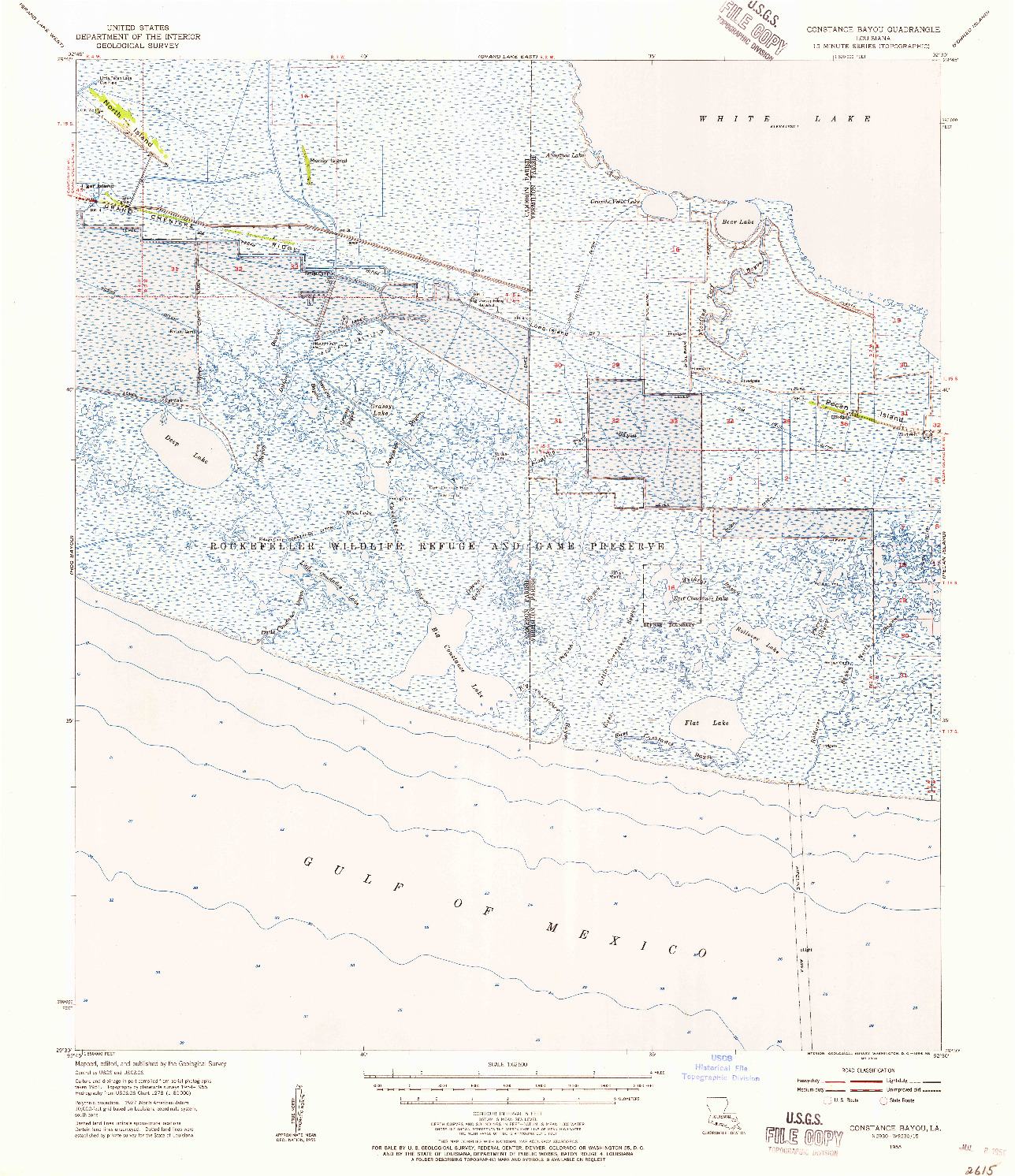 USGS 1:62500-SCALE QUADRANGLE FOR CONSTANCE BAYOU, LA 1955