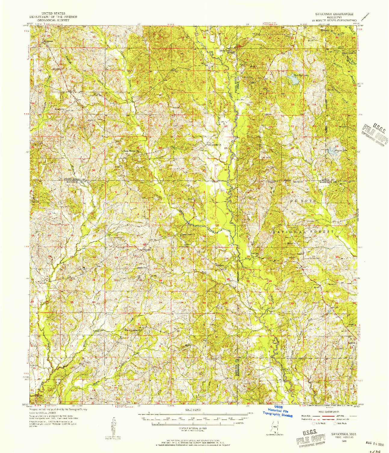 USGS 1:62500-SCALE QUADRANGLE FOR SAVANNAH, MS 1955