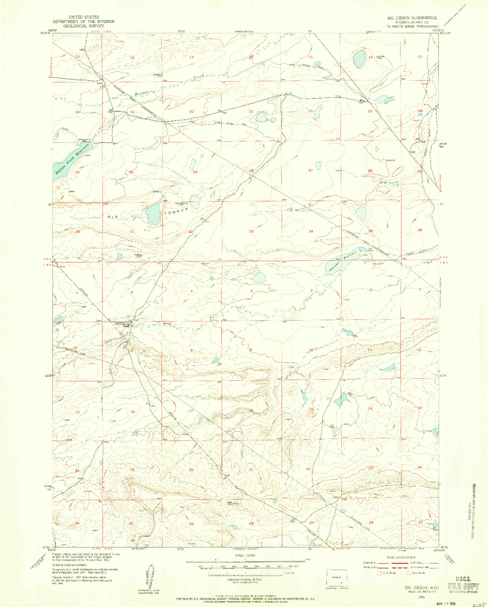 USGS 1:24000-SCALE QUADRANGLE FOR BIG JUDSON, WY 1955