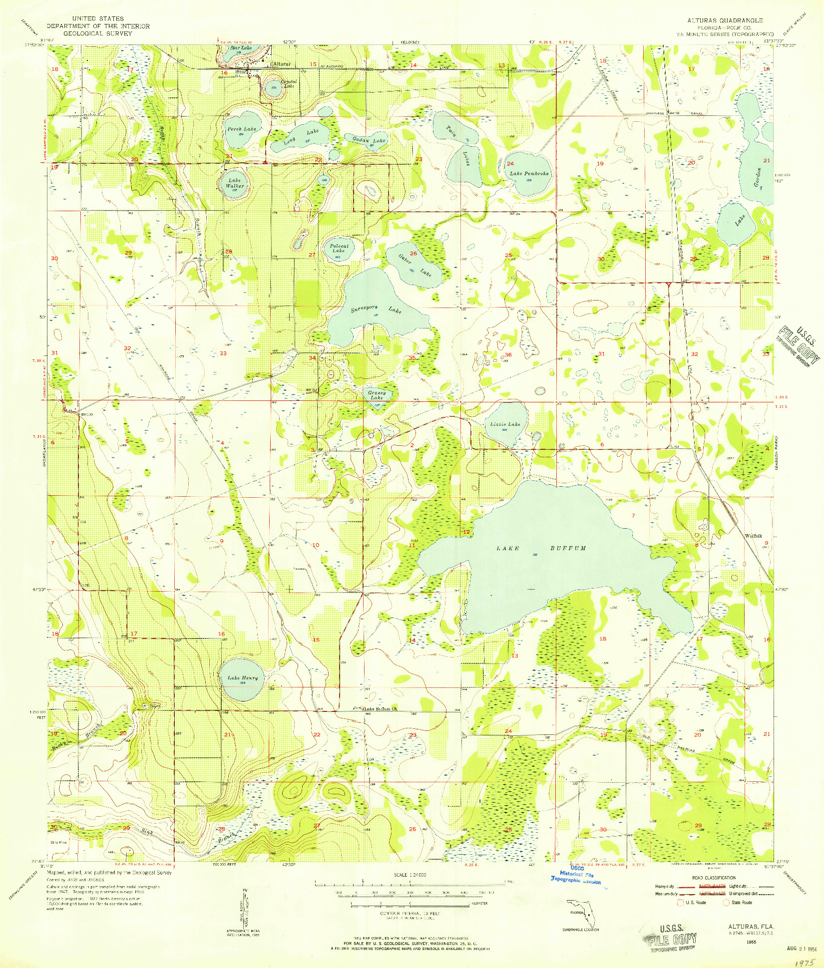 USGS 1:24000-SCALE QUADRANGLE FOR ALTURAS, FL 1955