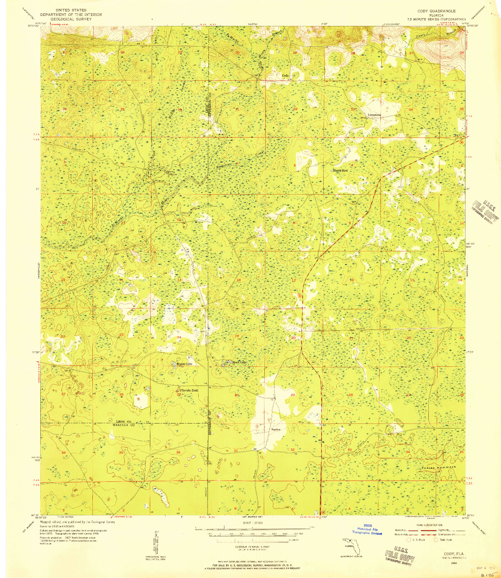 USGS 1:24000-SCALE QUADRANGLE FOR CODY, FL 1954