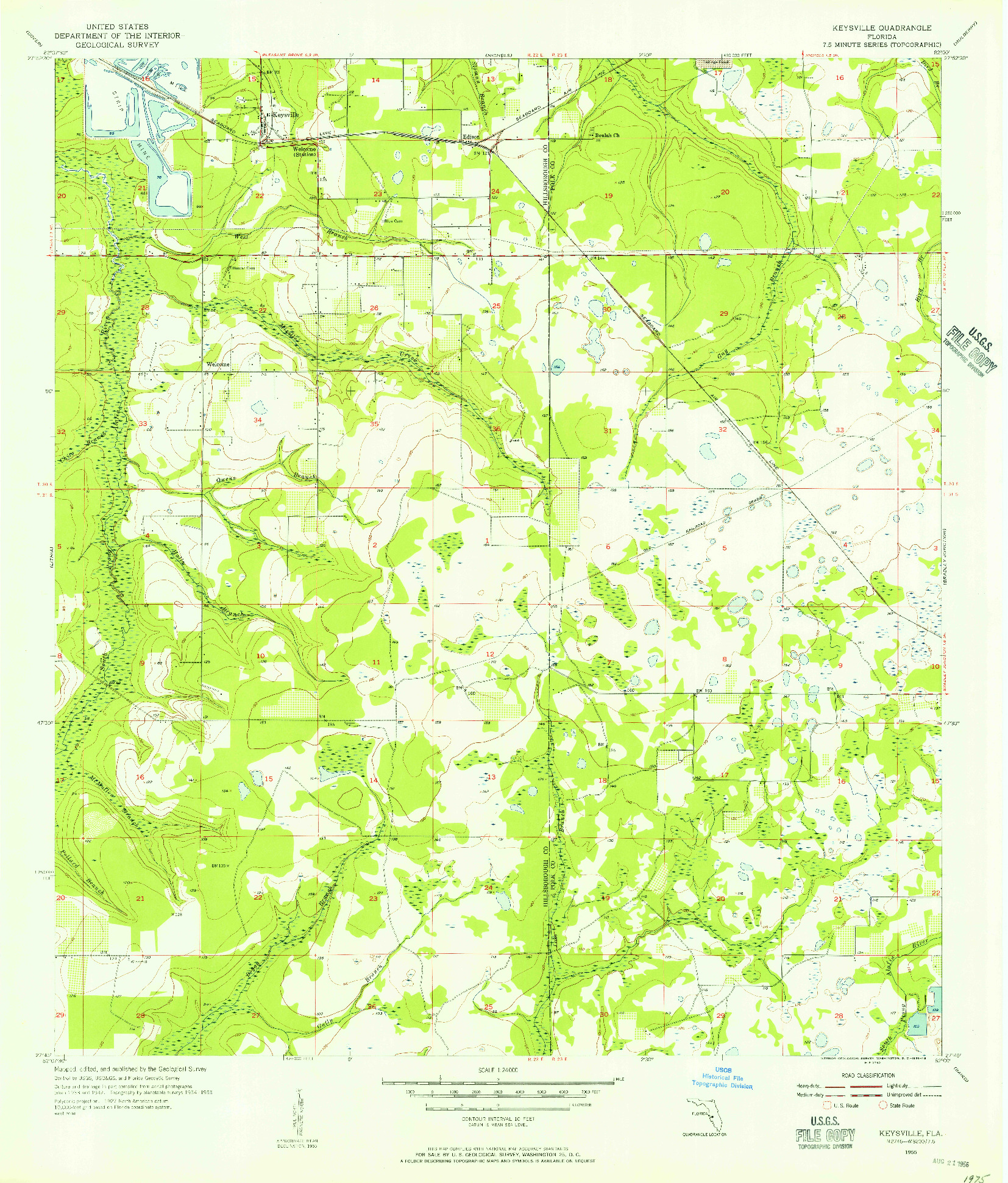 USGS 1:24000-SCALE QUADRANGLE FOR KEYSVILLE, FL 1955