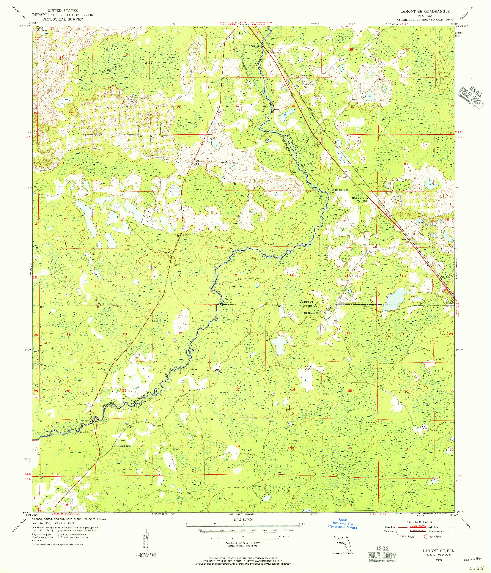 USGS 1:24000-SCALE QUADRANGLE FOR LAMONT SE, FL 1955