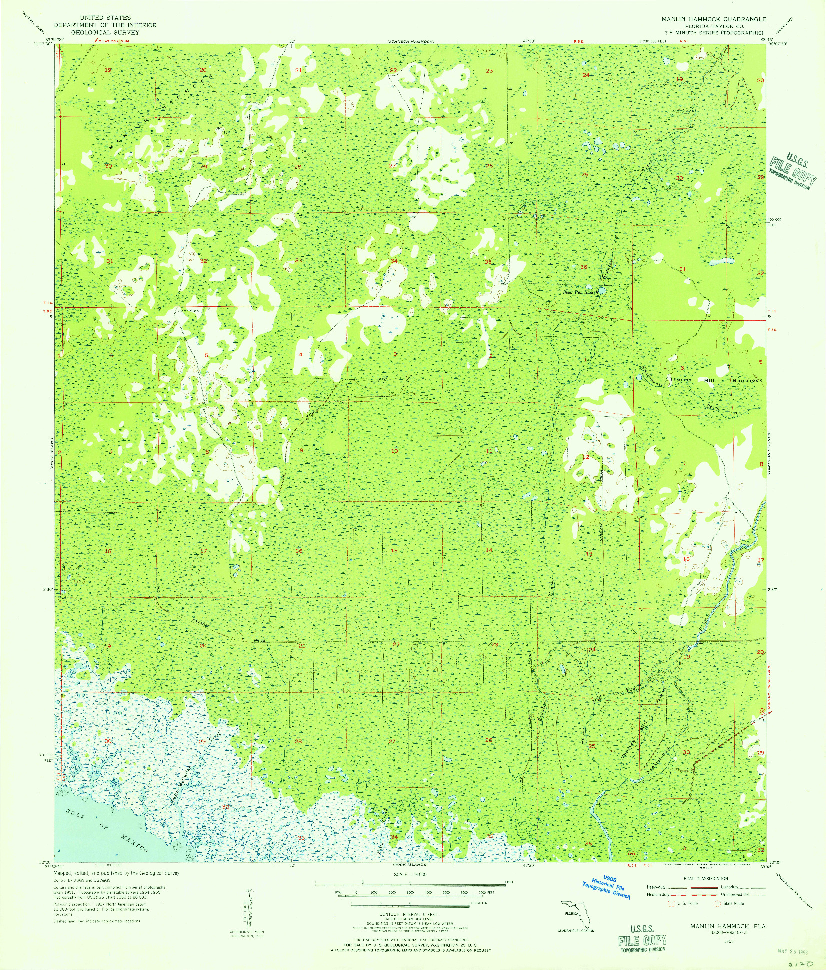 USGS 1:24000-SCALE QUADRANGLE FOR MANLIN HAMMOCK, FL 1955