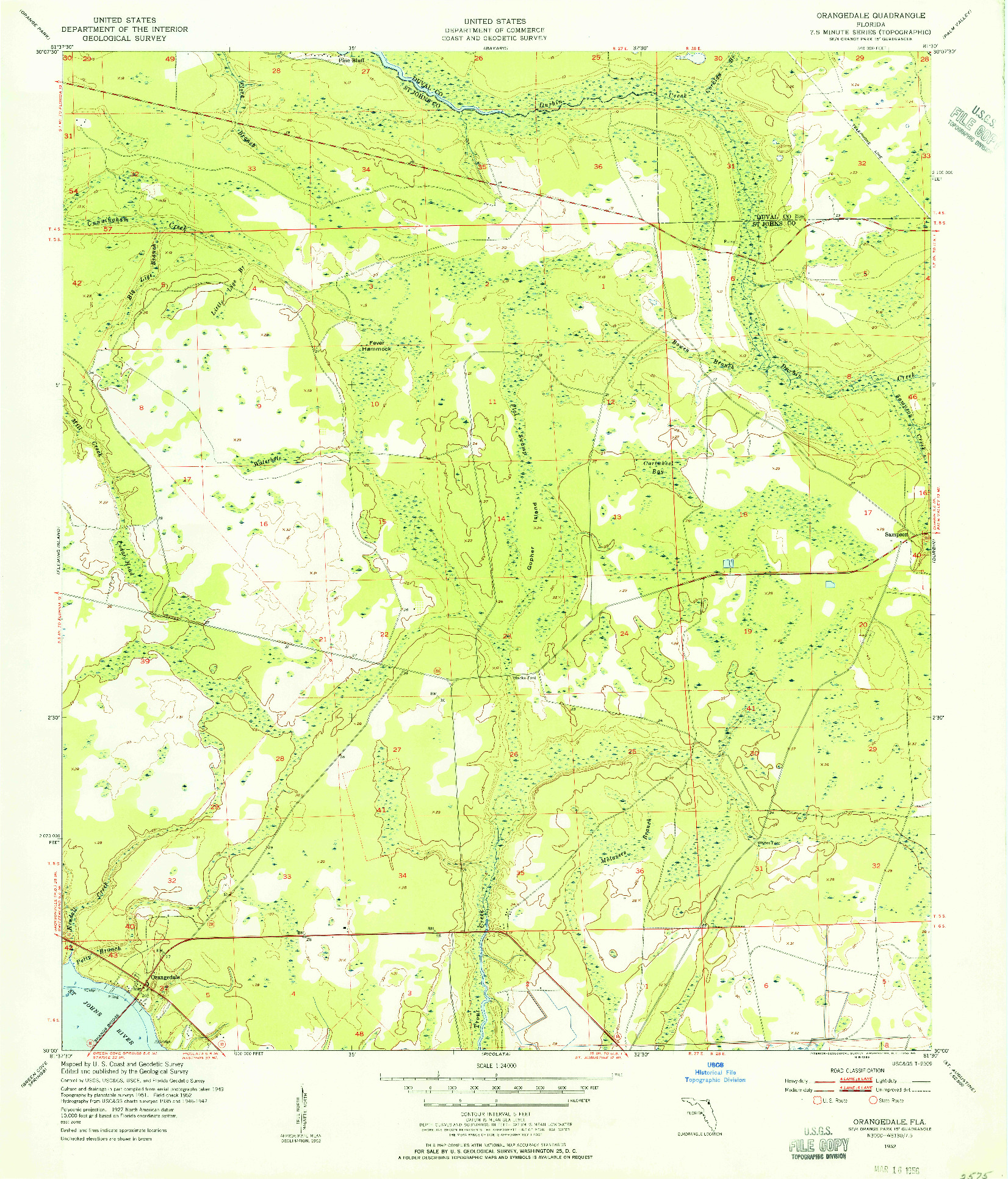 USGS 1:24000-SCALE QUADRANGLE FOR ORANGEDALE, FL 1952