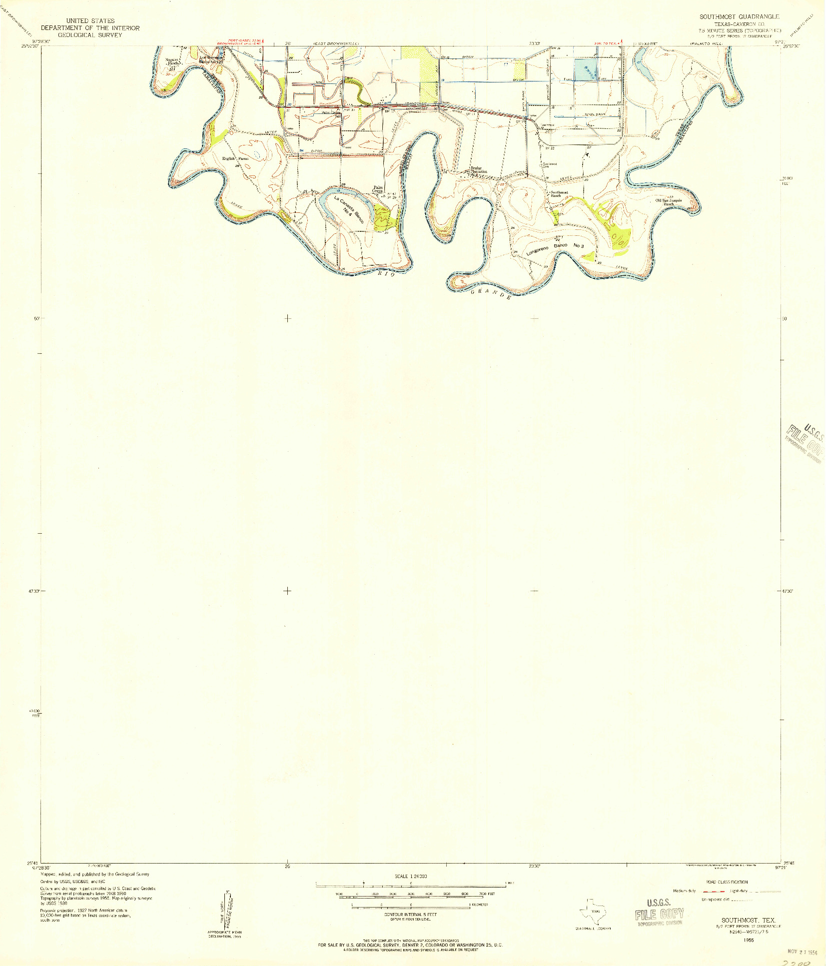 USGS 1:24000-SCALE QUADRANGLE FOR SOUTHMOST, TX 1955