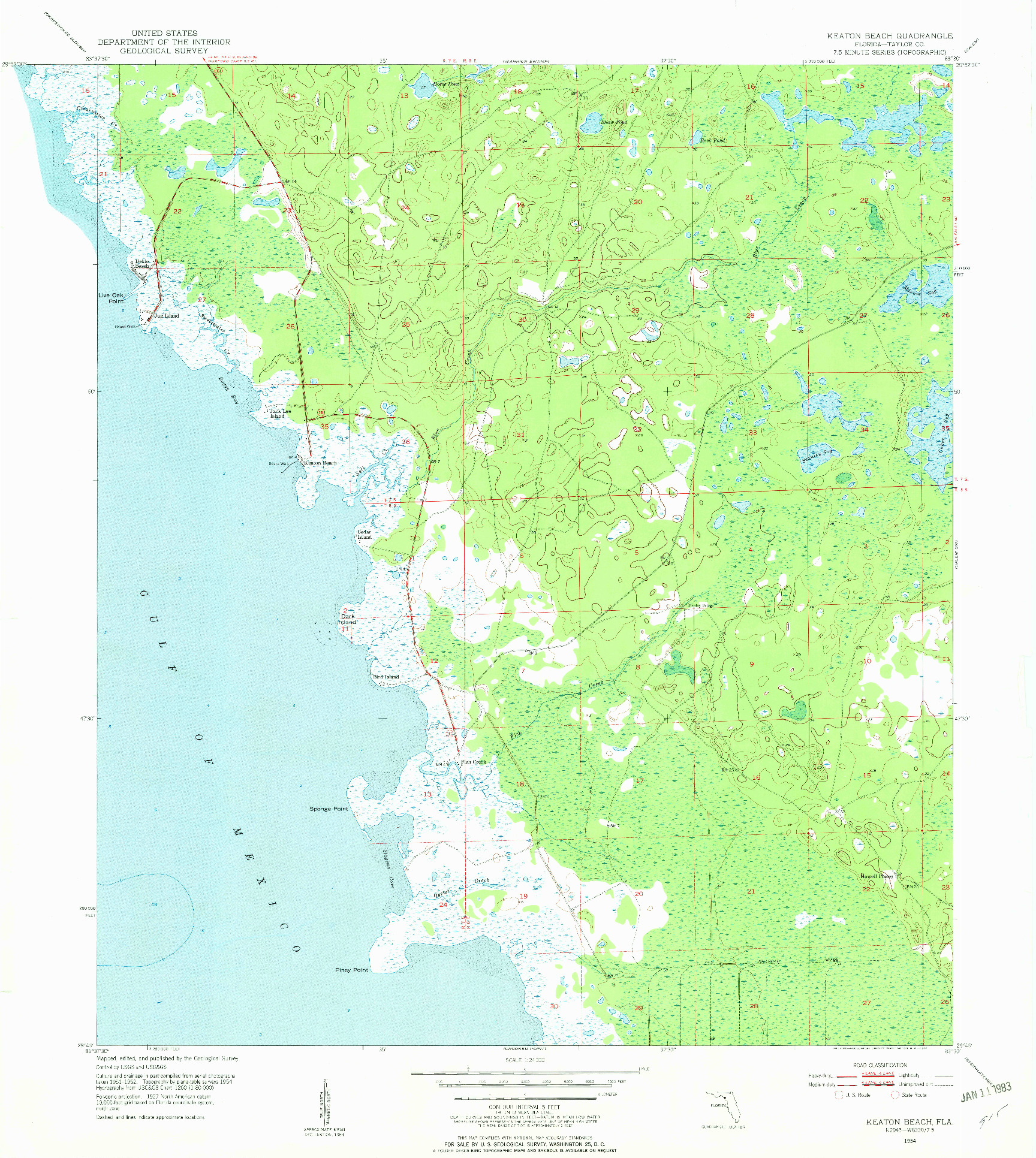 USGS 1:24000-SCALE QUADRANGLE FOR KEATON BEACH, FL 1954