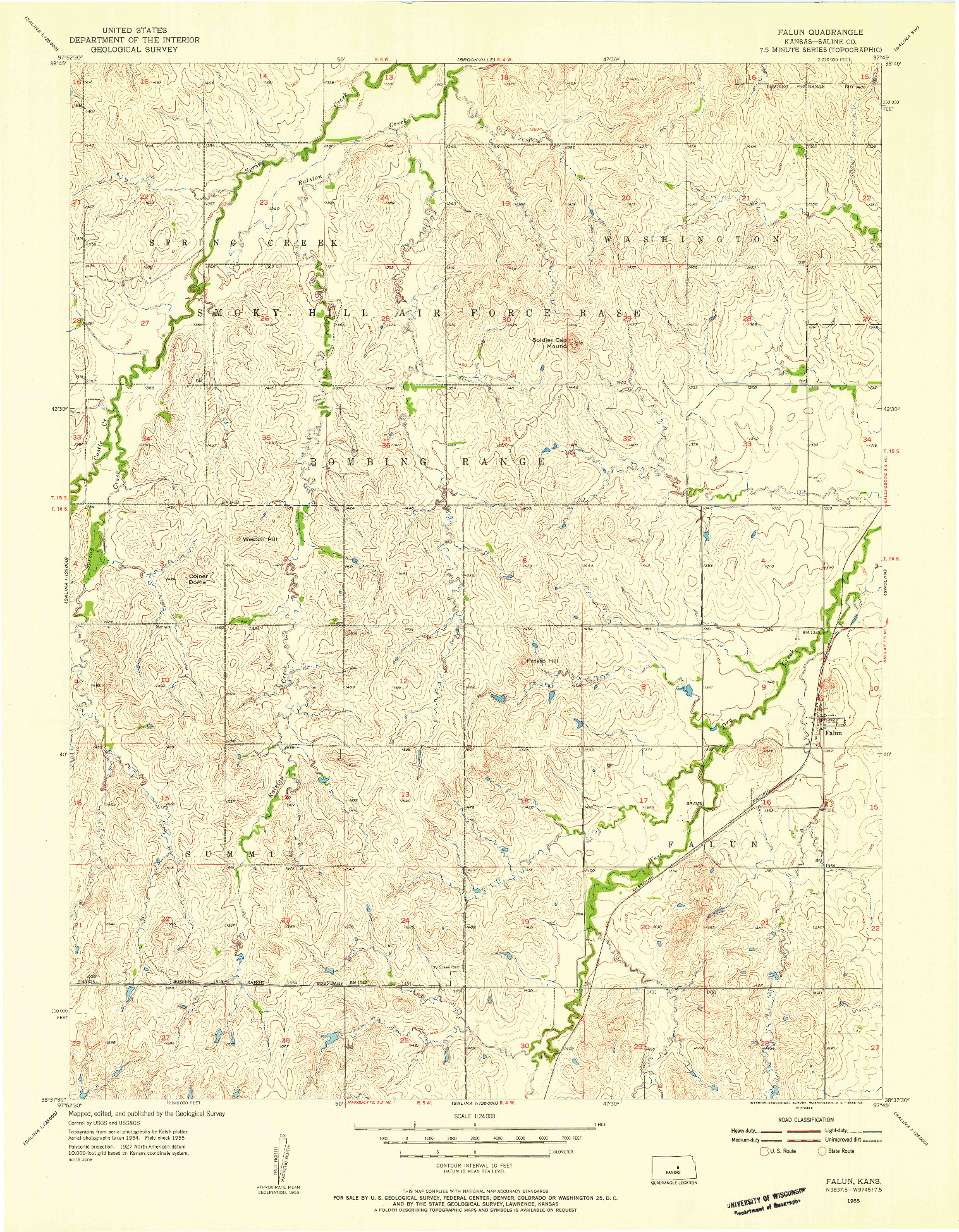 USGS 1:24000-SCALE QUADRANGLE FOR FALUN, KS 1955