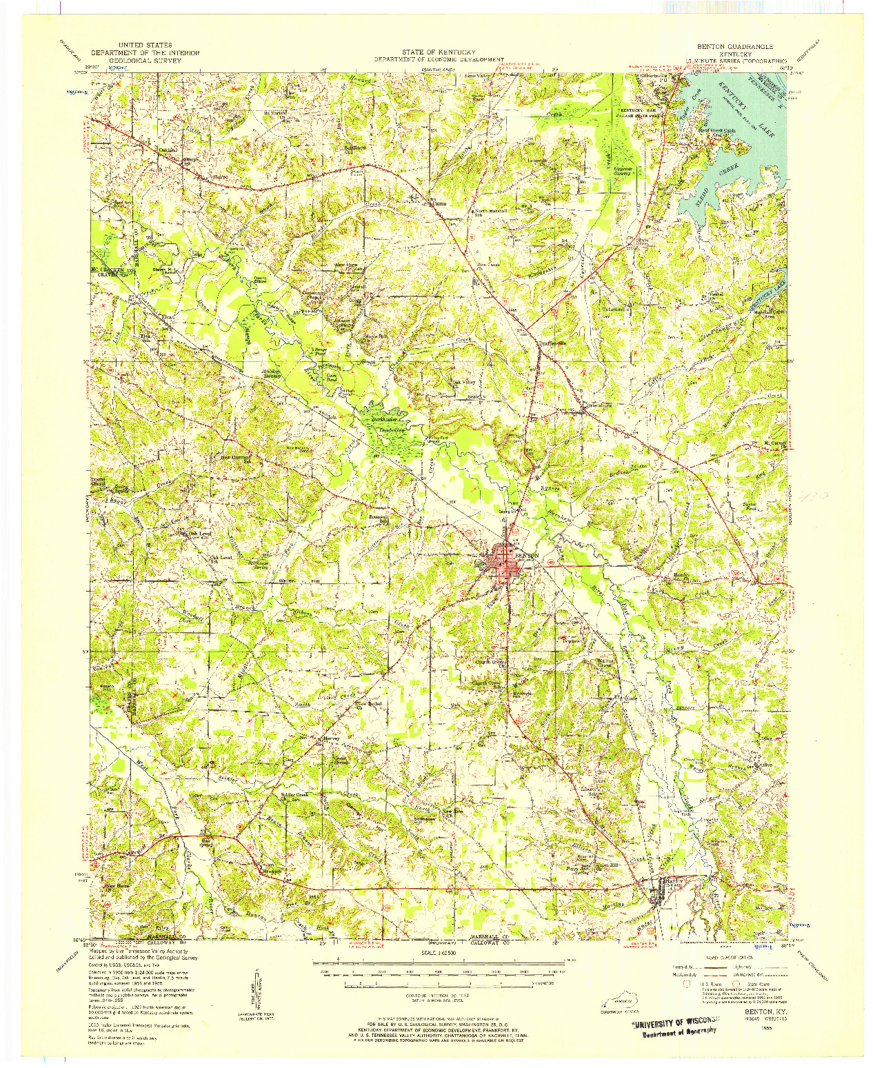 USGS 1:62500-SCALE QUADRANGLE FOR BENTON, KY 1955