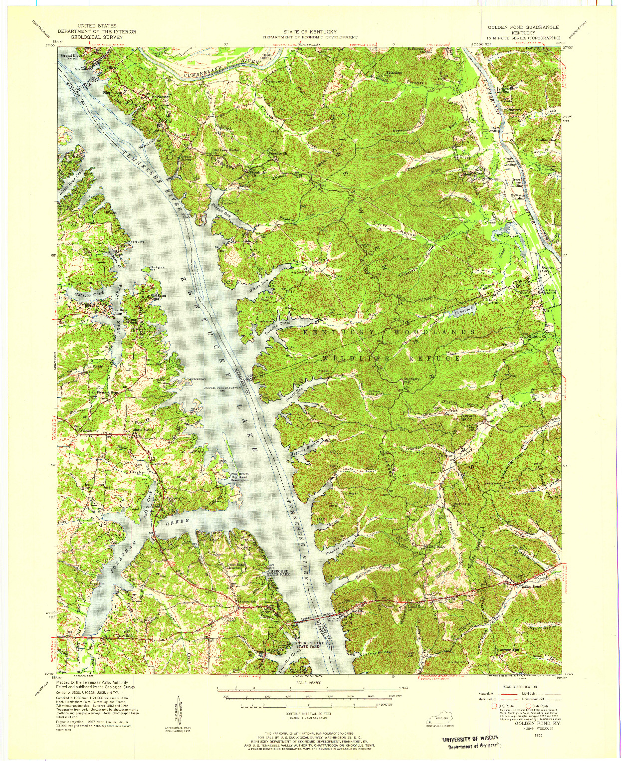 USGS 1:62500-SCALE QUADRANGLE FOR GOLDEN POND, KY 1955