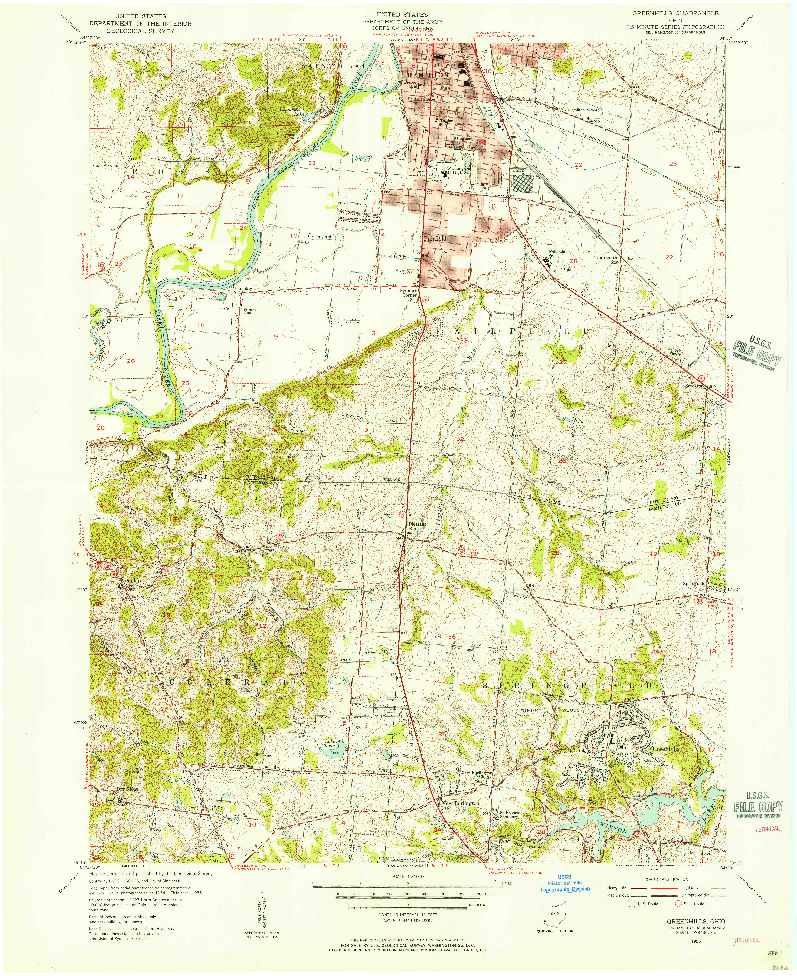 USGS 1:24000-SCALE QUADRANGLE FOR GREENHILLS, OH 1955