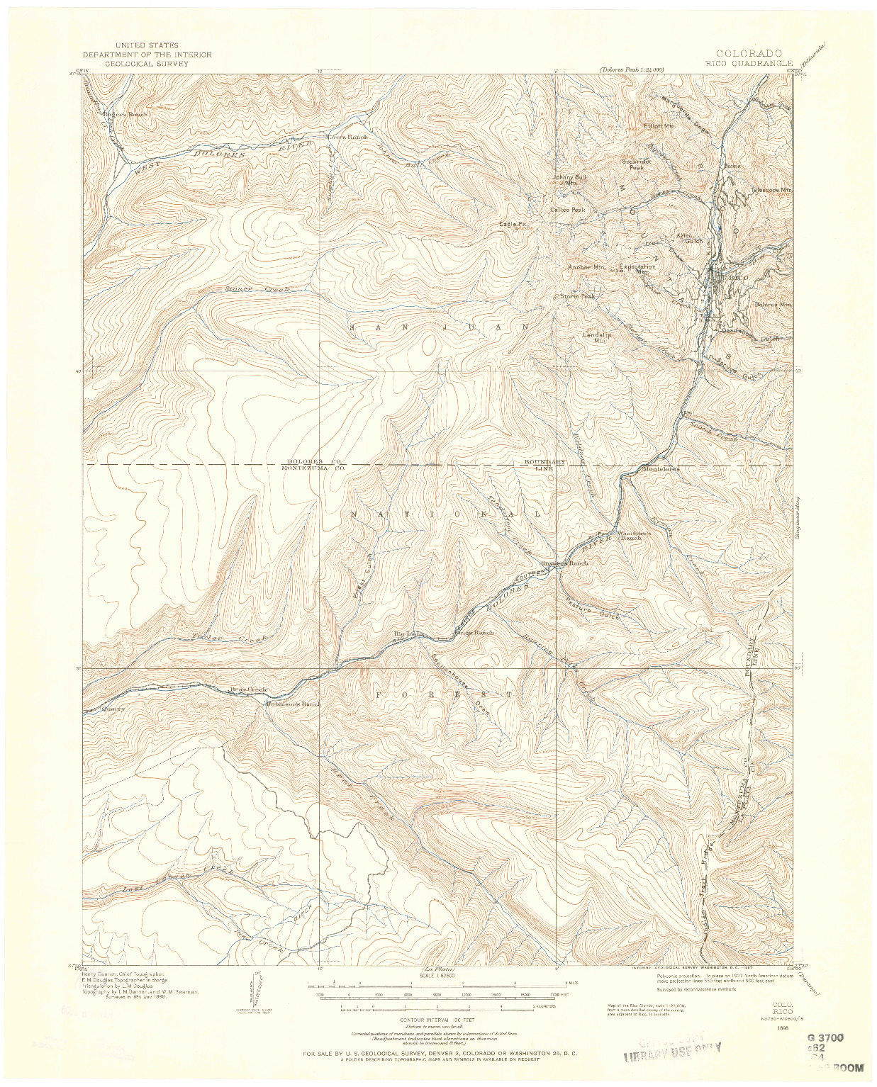 USGS 1:62500-SCALE QUADRANGLE FOR RICO, CO 1898