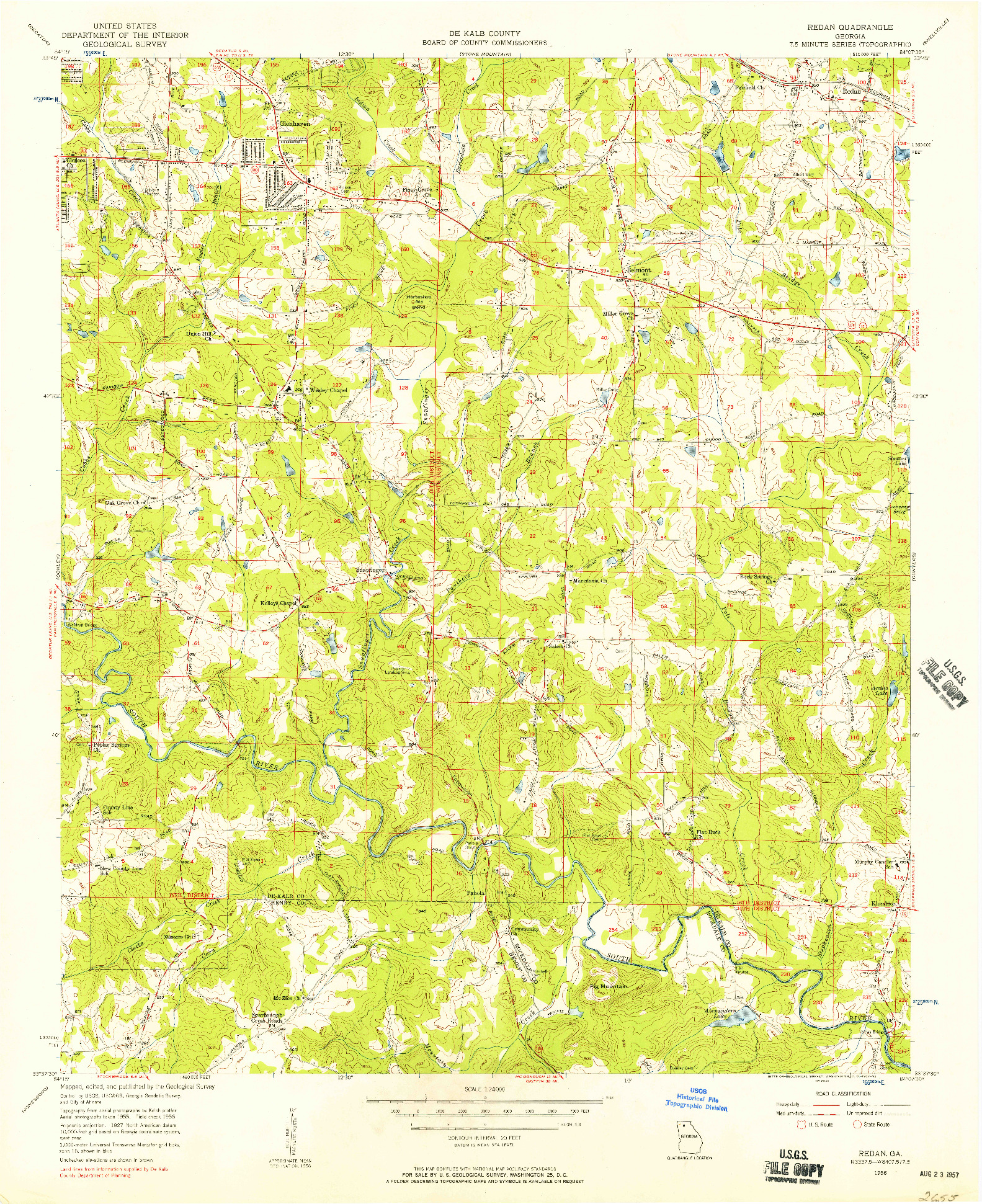 USGS 1:24000-SCALE QUADRANGLE FOR REDAN, GA 1956