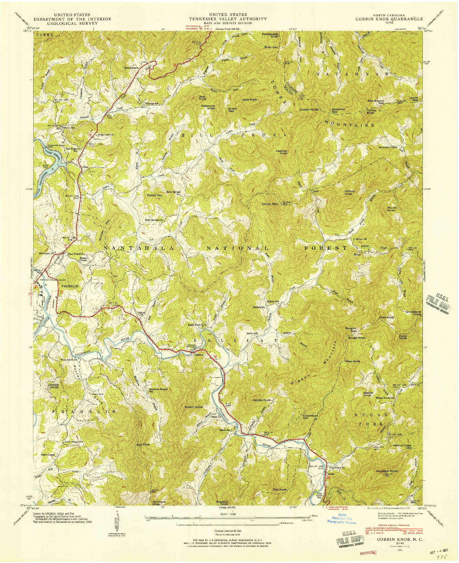 USGS 1:24000-SCALE QUADRANGLE FOR CORBIN KNOB, NC 1946