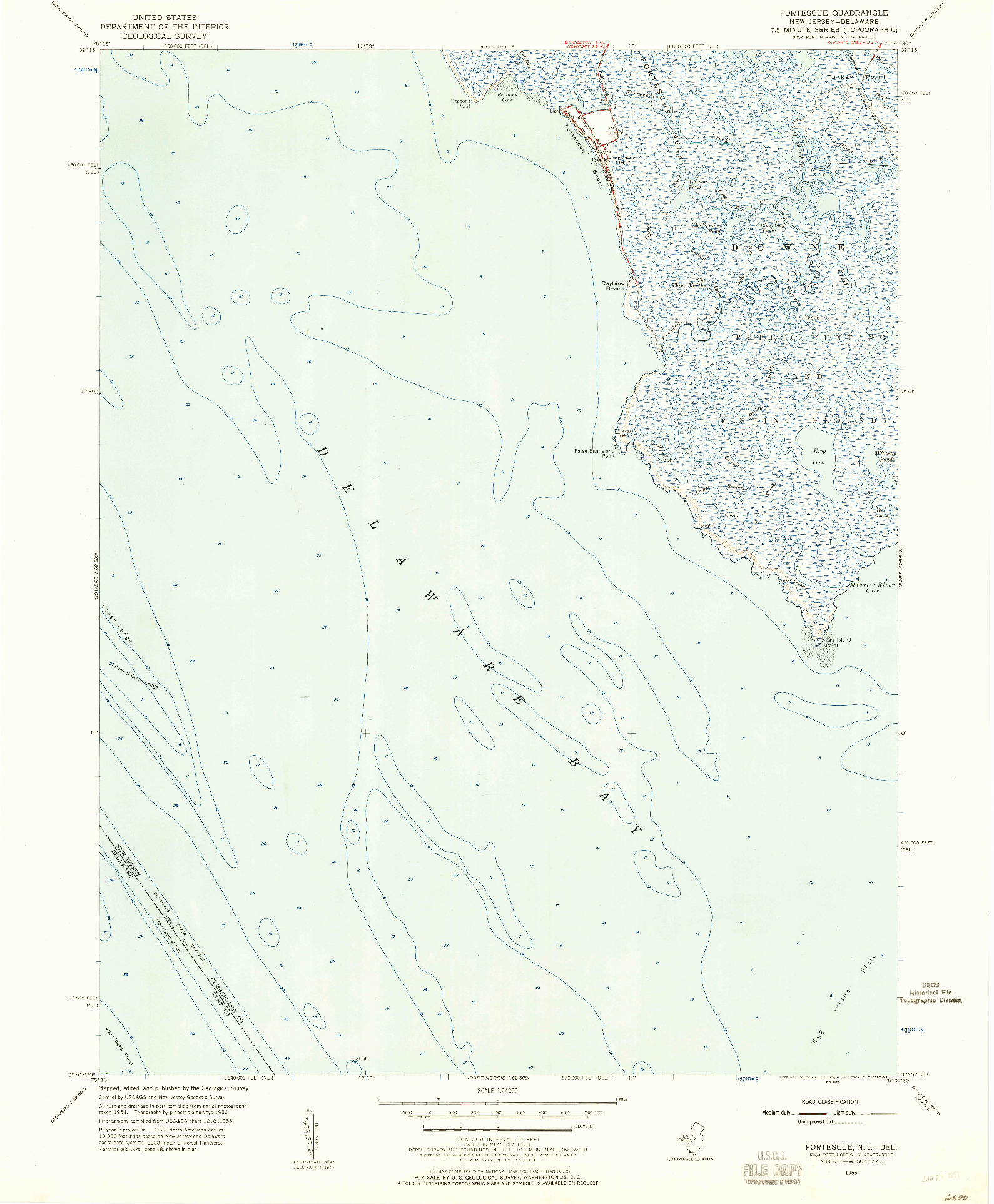 USGS 1:24000-SCALE QUADRANGLE FOR FORTESCUE, NJ 1956