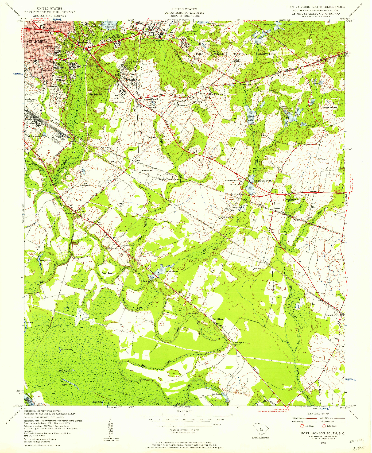 USGS 1:24000-SCALE QUADRANGLE FOR FORT JACKSON SOUTH, SC 1953