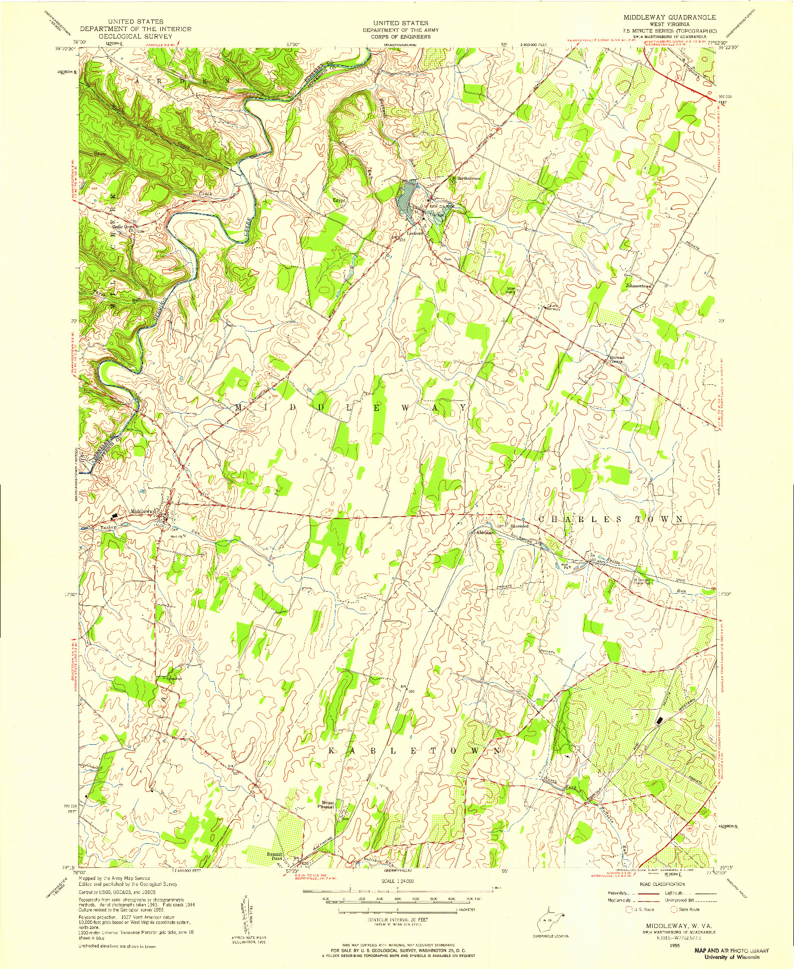 USGS 1:24000-SCALE QUADRANGLE FOR MIDDLEWAY, WV 1955