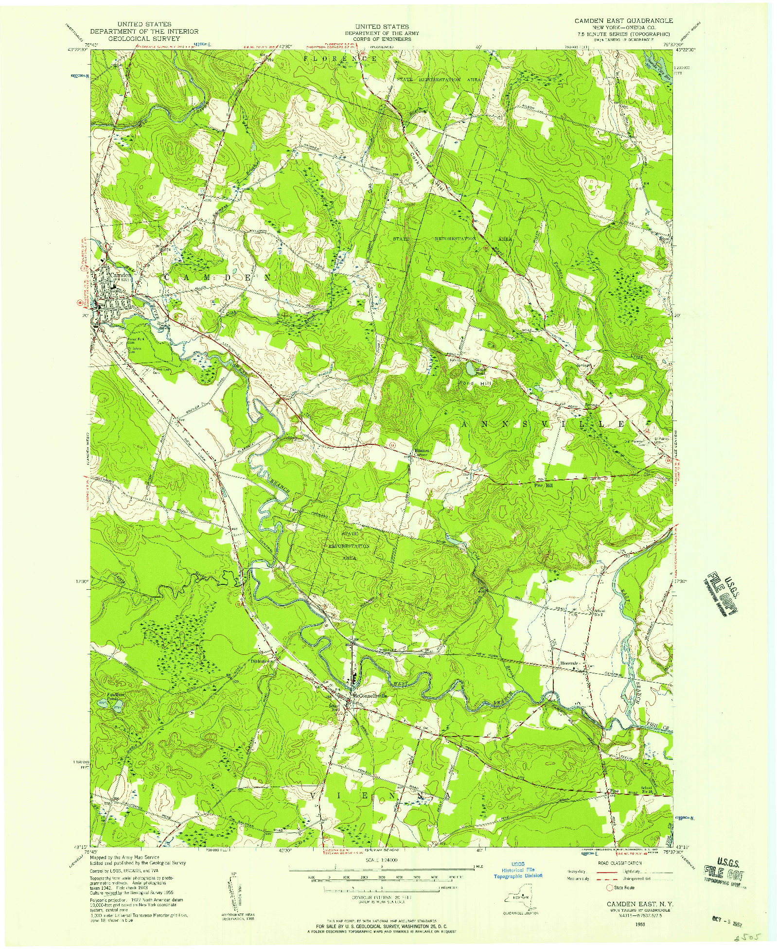 USGS 1:24000-SCALE QUADRANGLE FOR CAMDEN EAST, NY 1955