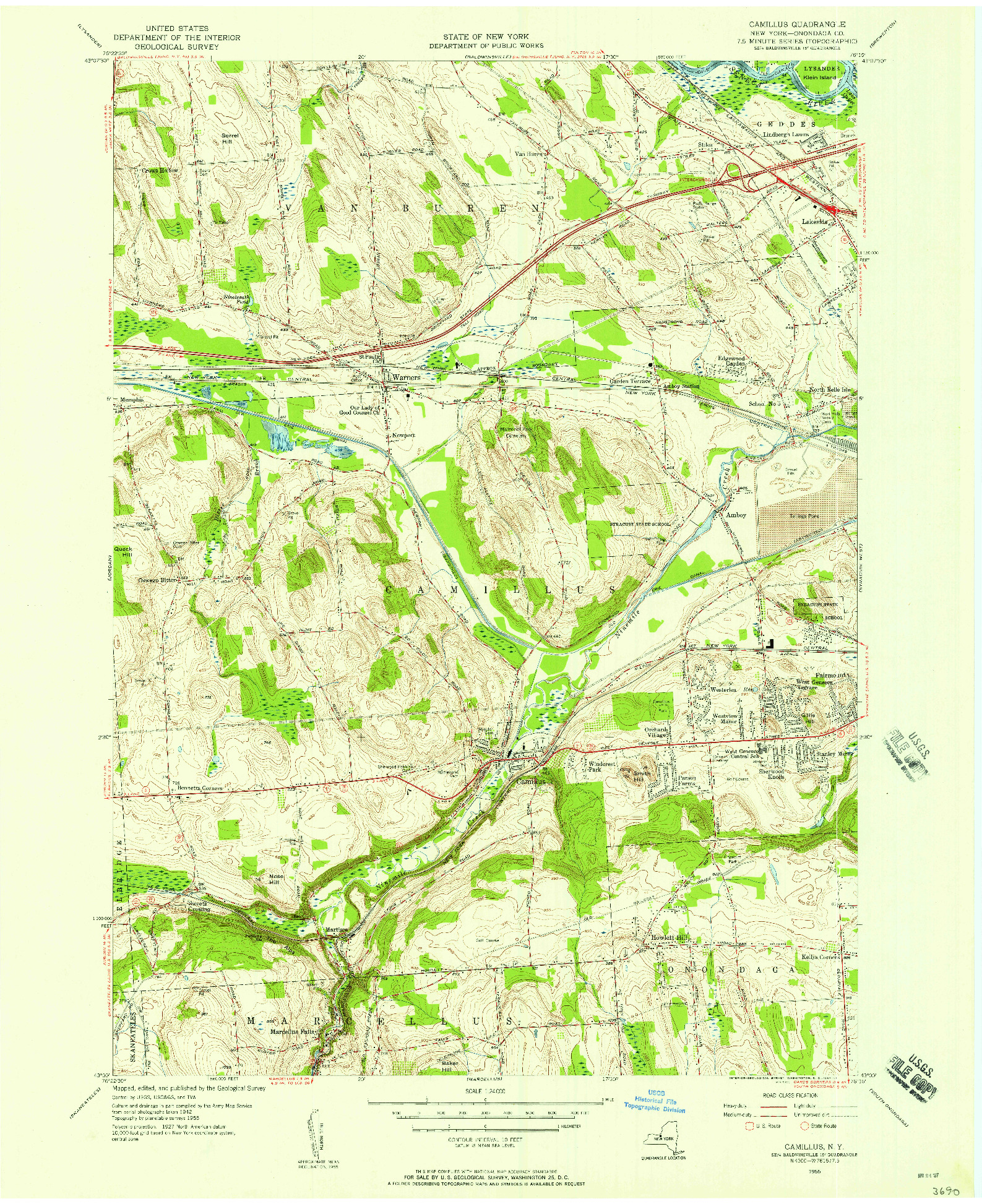 USGS 1:24000-SCALE QUADRANGLE FOR CAMILLUS, NY 1955