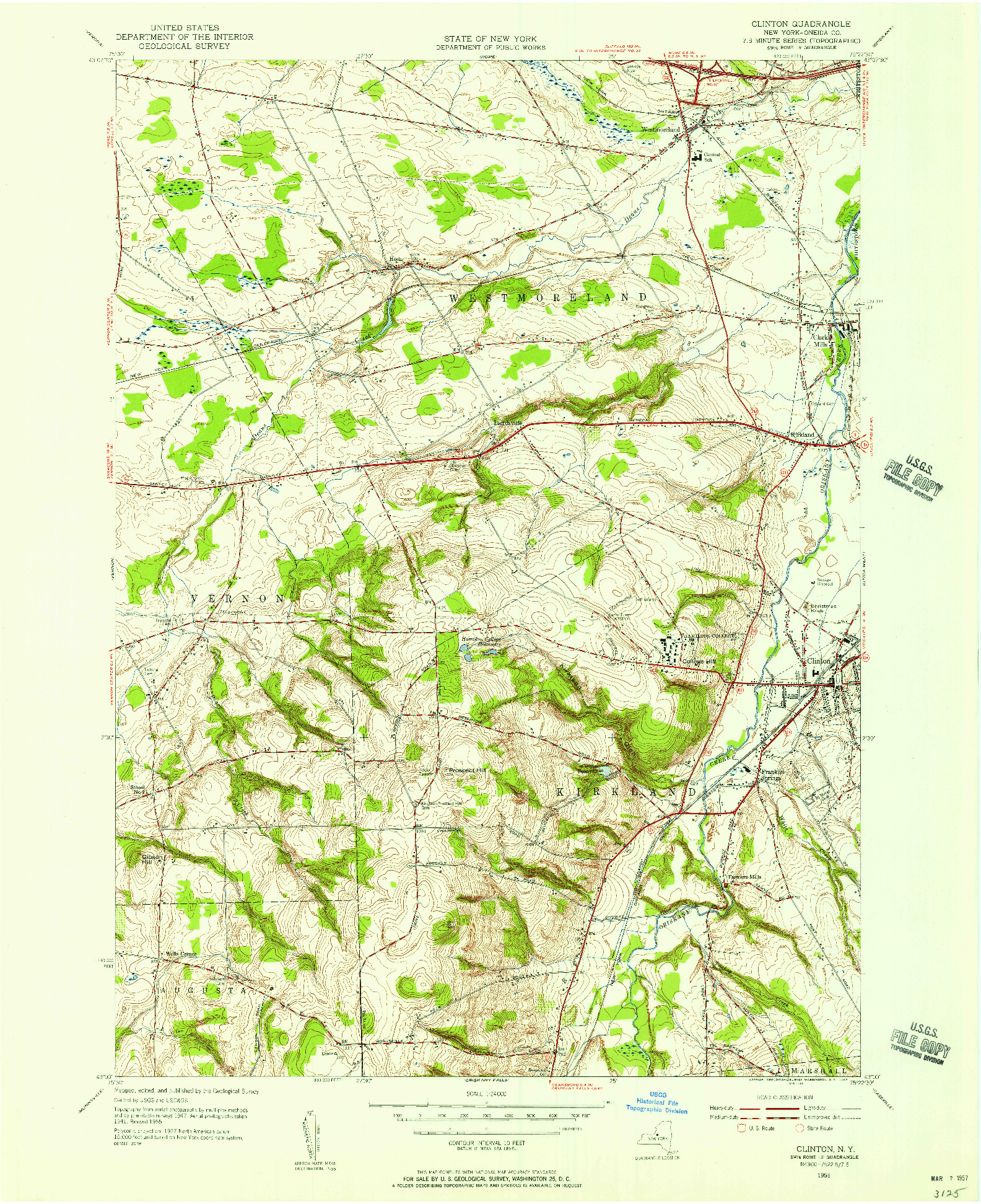 USGS 1:24000-SCALE QUADRANGLE FOR CLINTON, NY 1955
