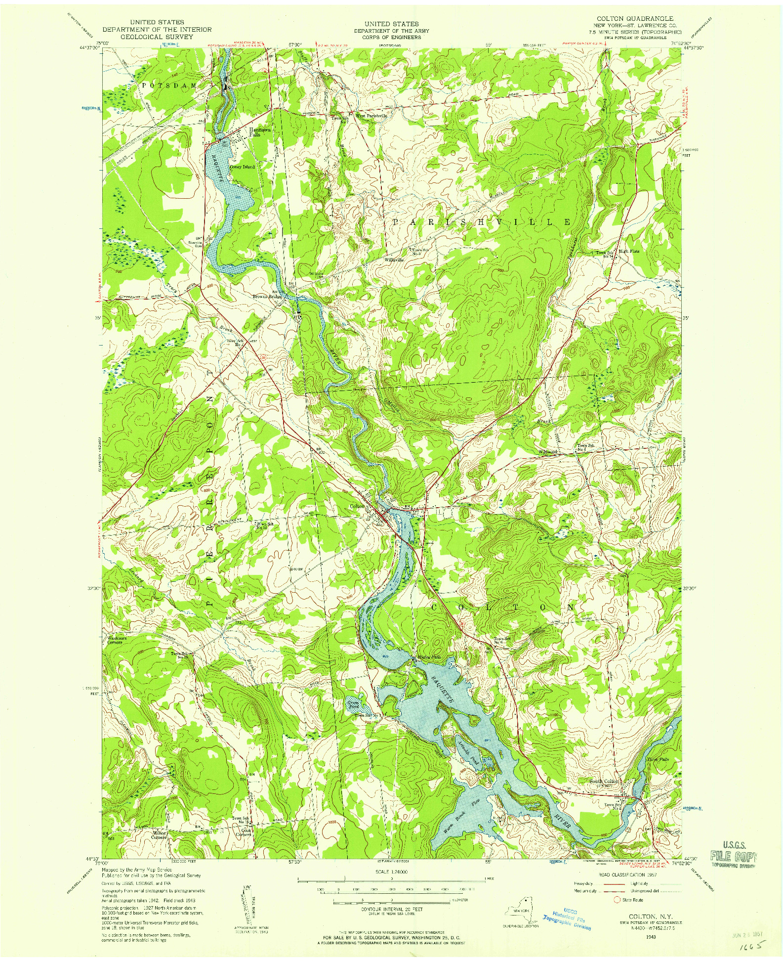 USGS 1:24000-SCALE QUADRANGLE FOR COLTON, NY 1943