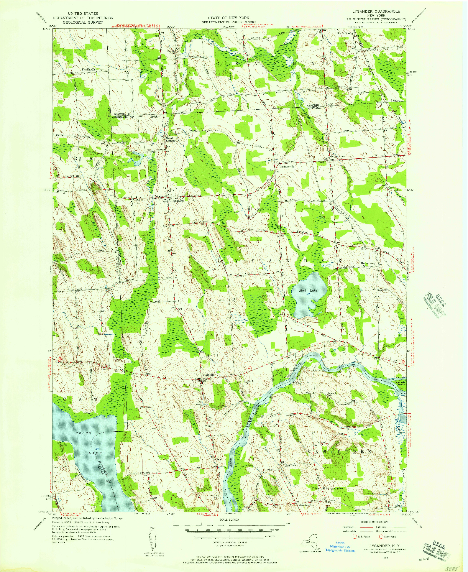 USGS 1:24000-SCALE QUADRANGLE FOR LYSANDER, NY 1955