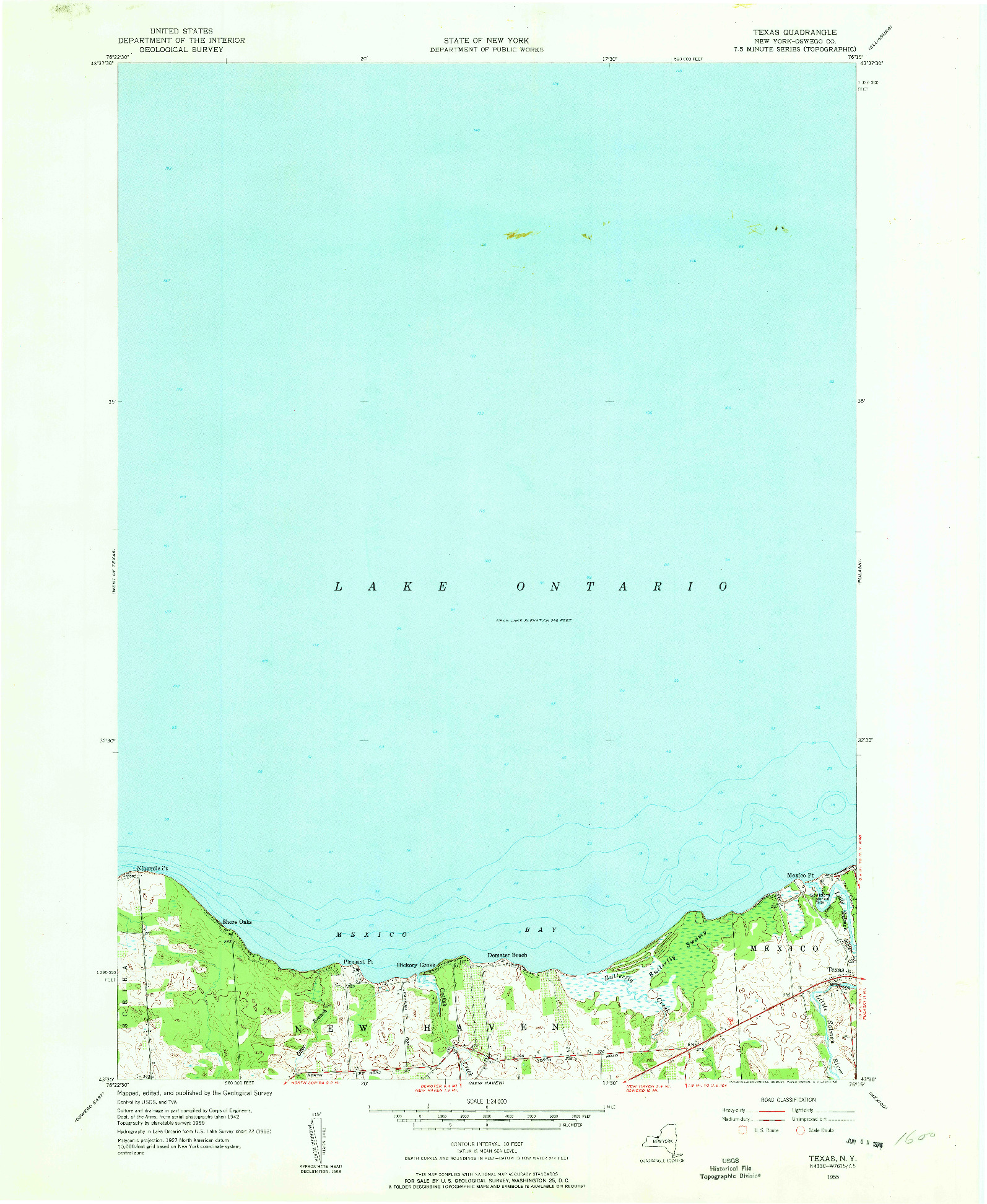 USGS 1:24000-SCALE QUADRANGLE FOR TEXAS, NY 1955