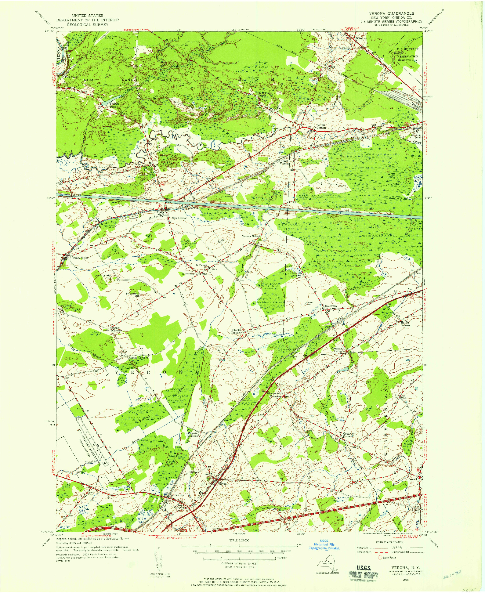 USGS 1:24000-SCALE QUADRANGLE FOR VERONA, NY 1955