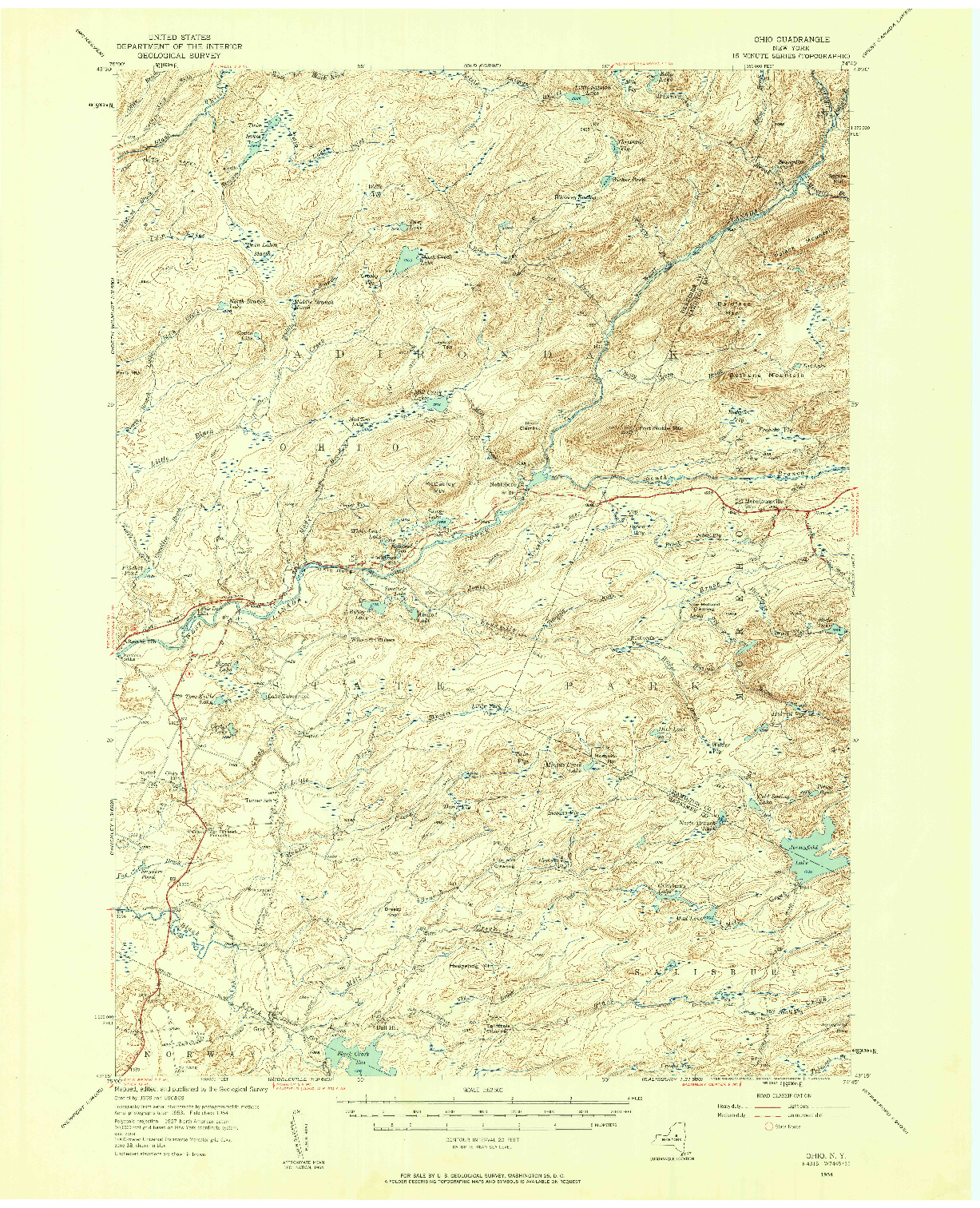 USGS 1:62500-SCALE QUADRANGLE FOR OHIO, NY 1954