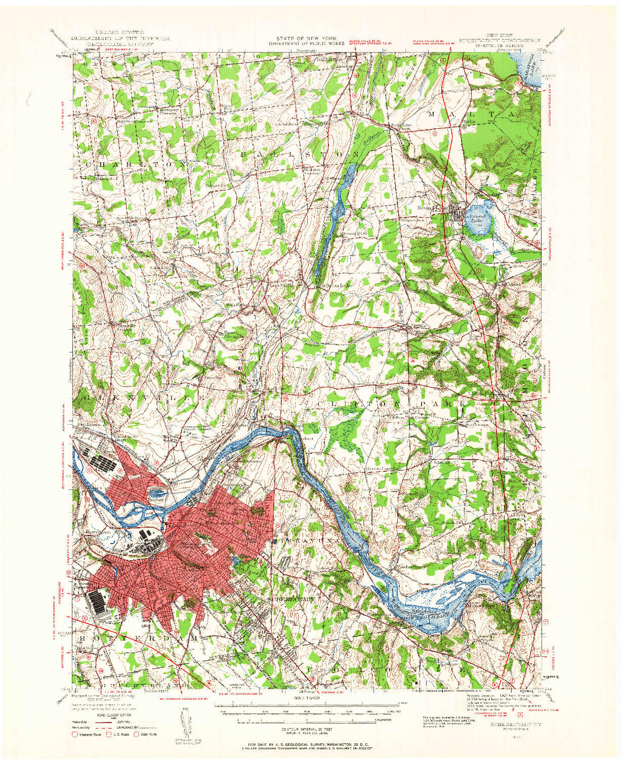 USGS 1:62500-SCALE QUADRANGLE FOR SCHENECTADY, NY 1954