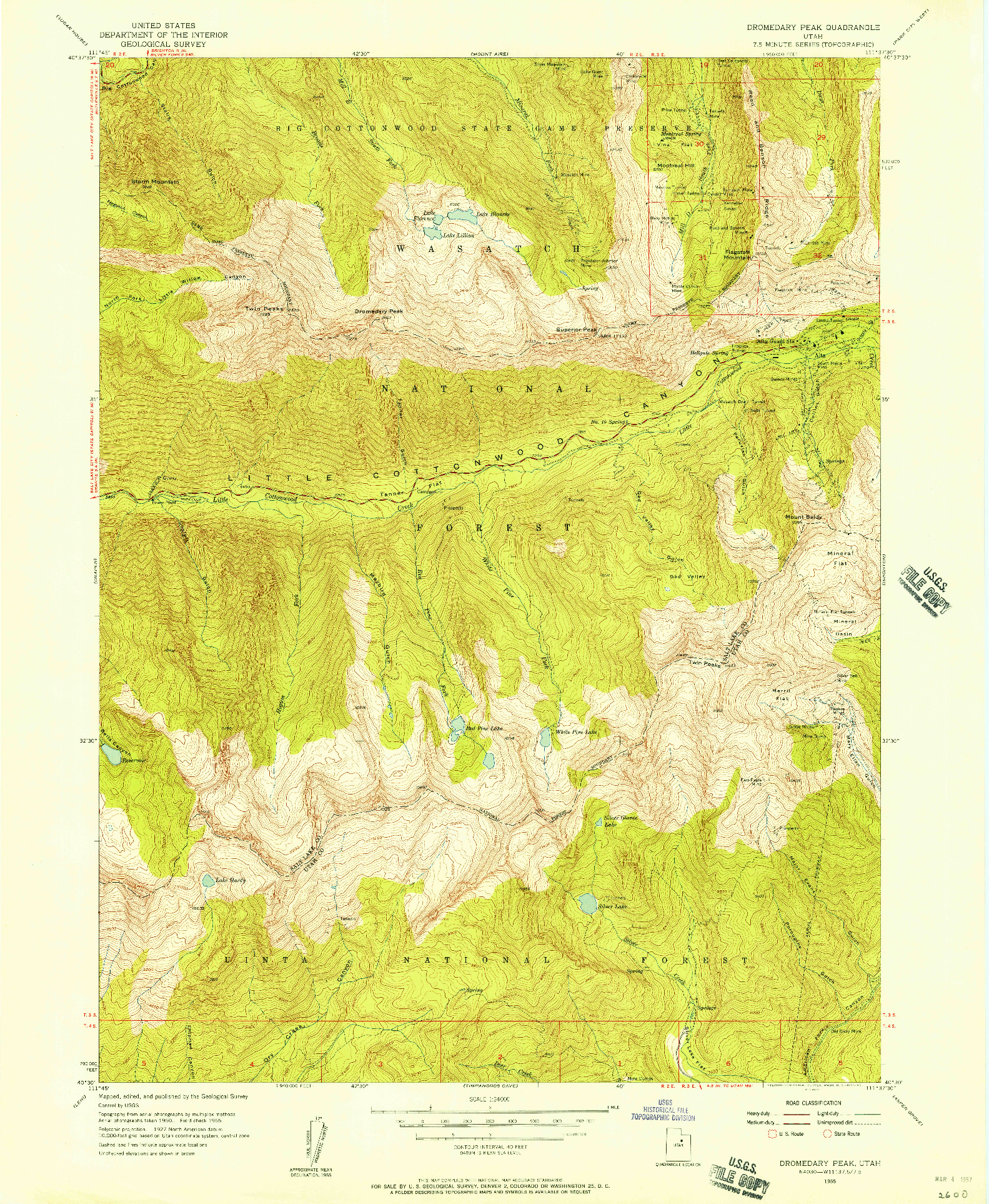 USGS 1:24000-SCALE QUADRANGLE FOR DROMEDARY PEAK, UT 1955