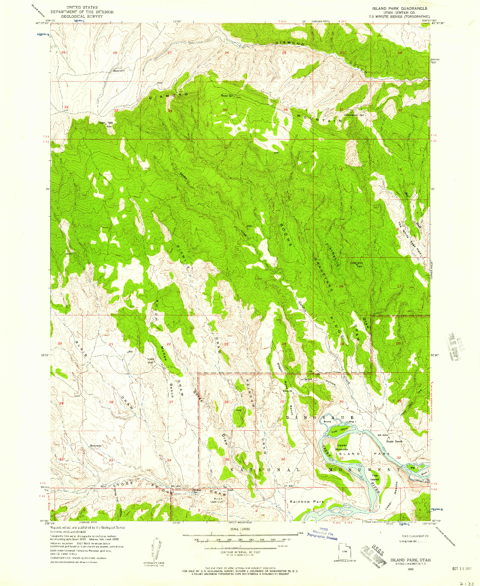 USGS 1:24000-SCALE QUADRANGLE FOR ISLAND PARK, UT 1955