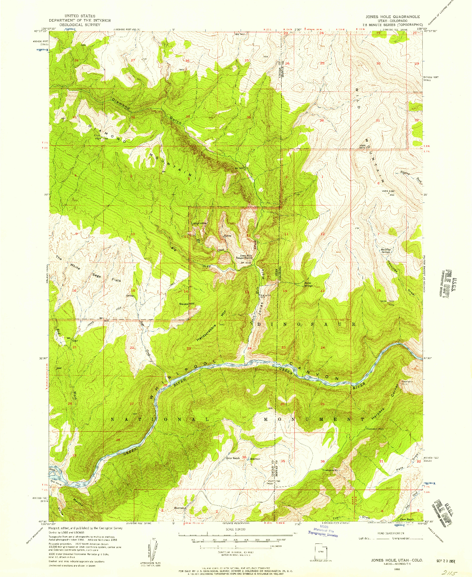 USGS 1:24000-SCALE QUADRANGLE FOR JONES HOLE, UT 1955
