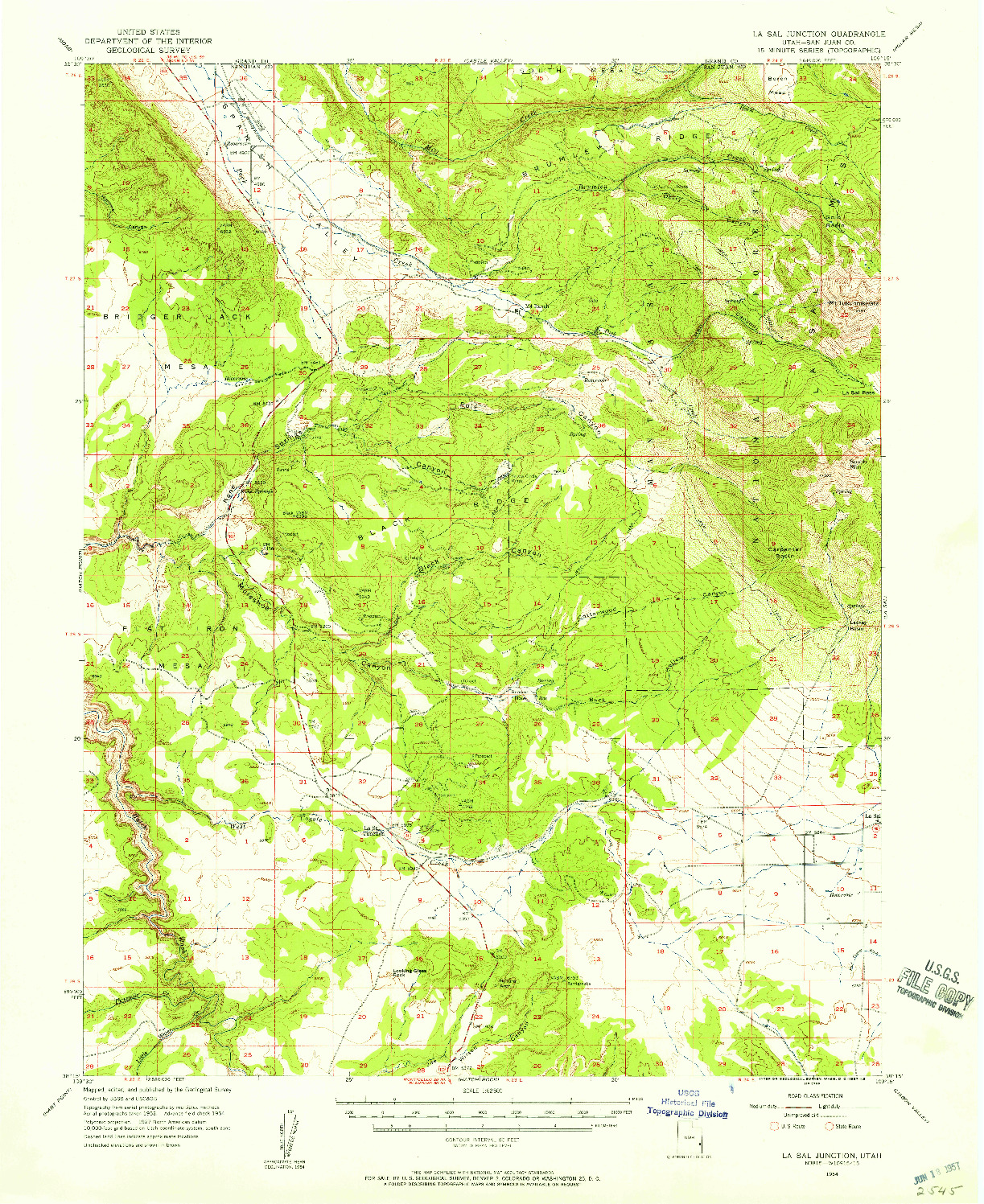 USGS 1:62500-SCALE QUADRANGLE FOR LA SAL JUNCTION, UT 1954