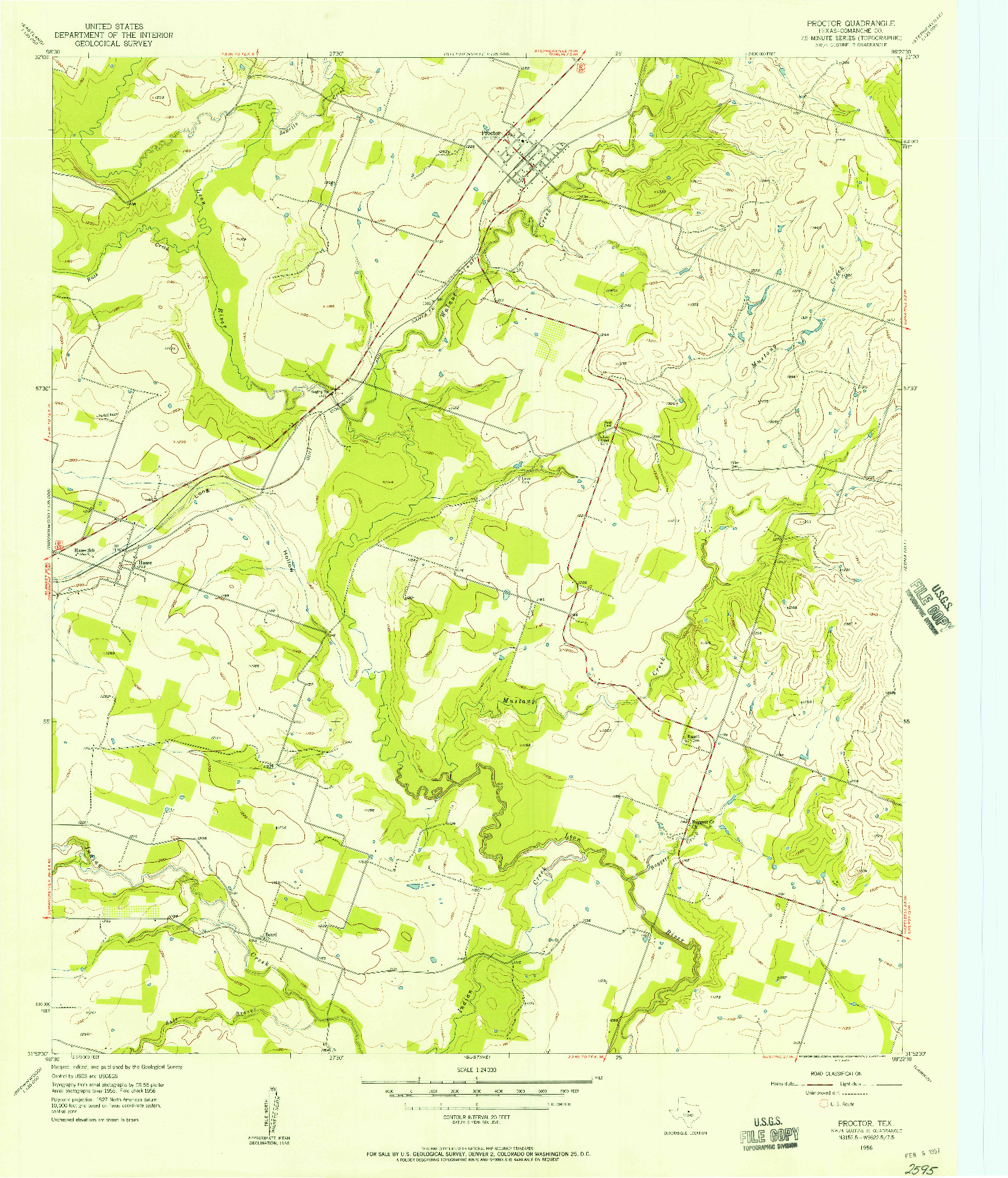 USGS 1:24000-SCALE QUADRANGLE FOR PROCTOR, TX 1956