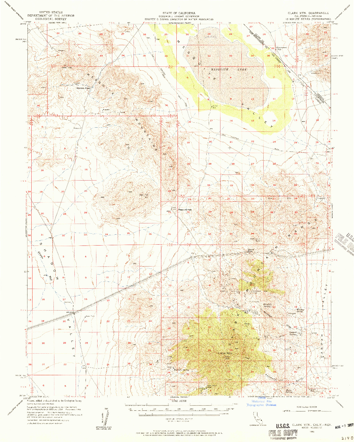 USGS 1:62500-SCALE QUADRANGLE FOR CLARK MOUNTAIN, CA 1956