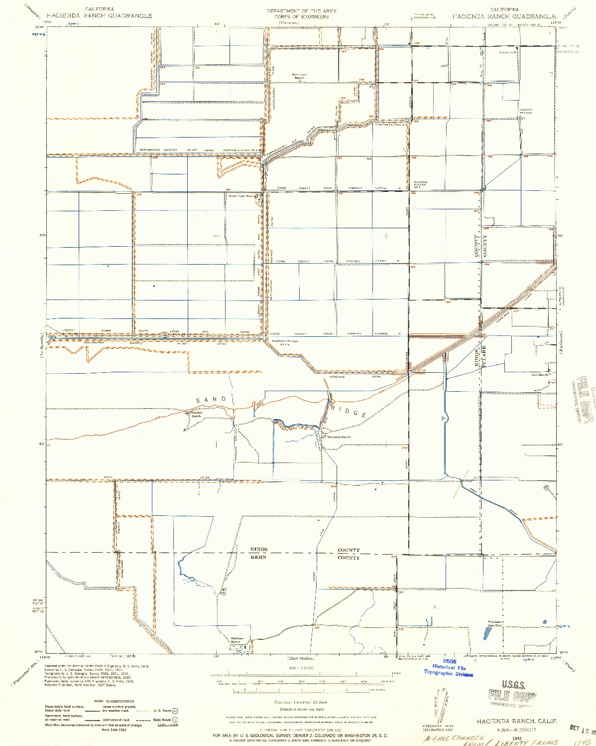 USGS 1:62500-SCALE QUADRANGLE FOR HACIENDA RANCH, CA 1942