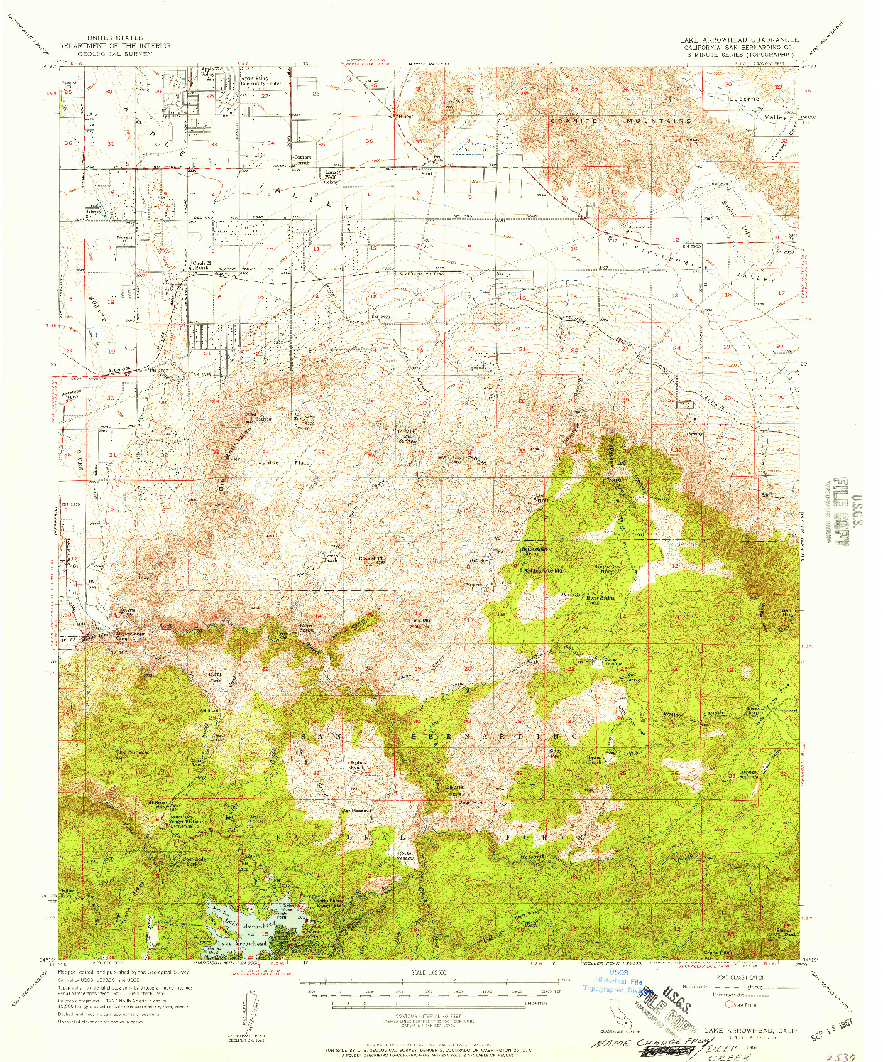 USGS 1:62500-SCALE QUADRANGLE FOR LAKE ARROWHEAD, CA 1956