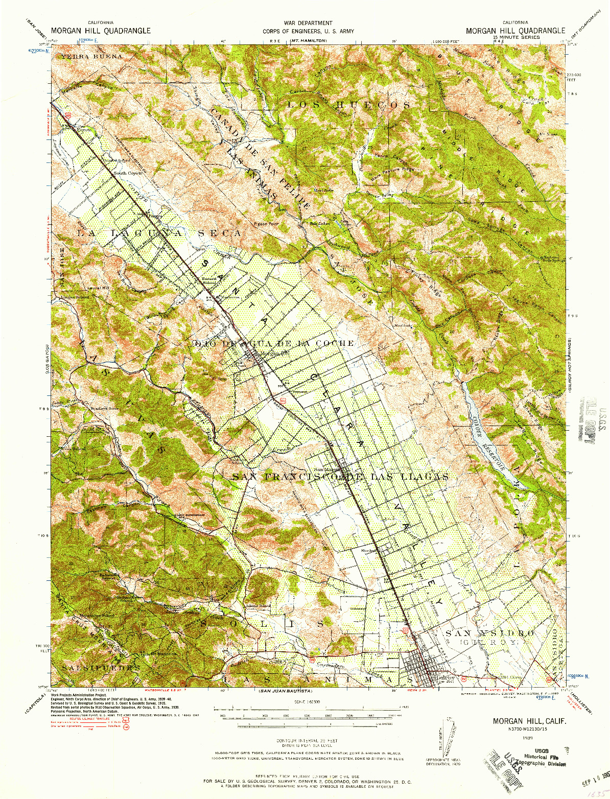 USGS 1:62500-SCALE QUADRANGLE FOR MORGAN HILL, CA 1939