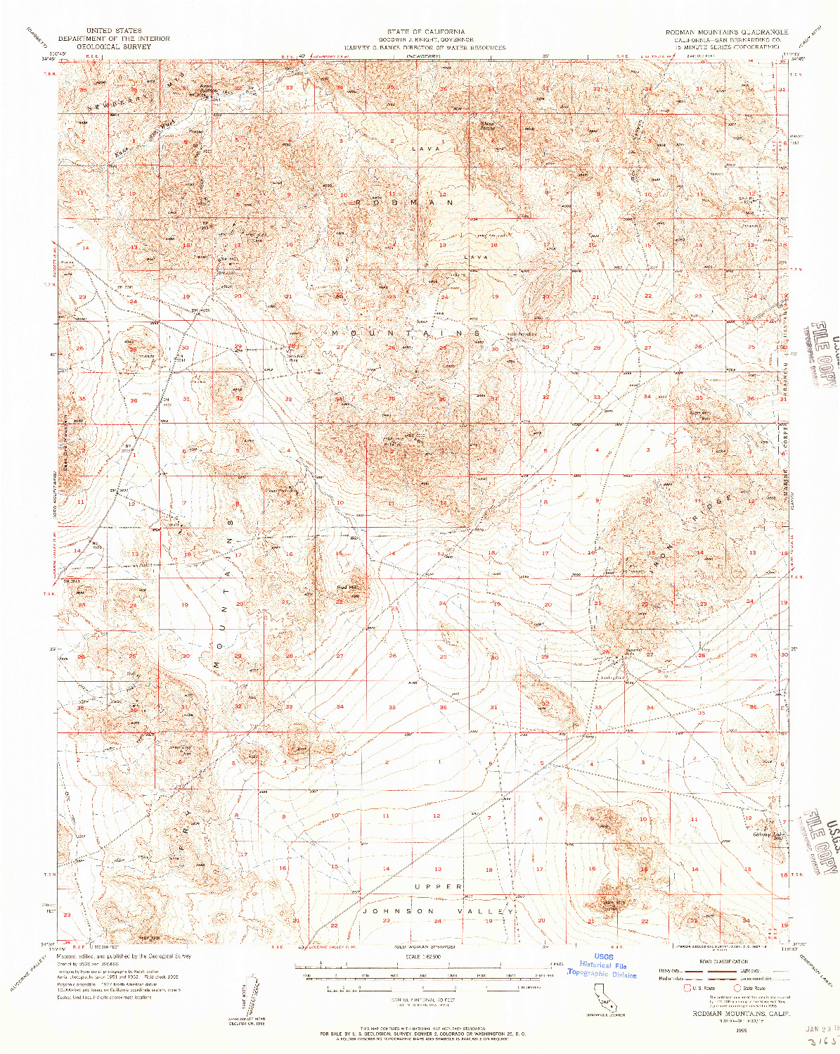 USGS 1:62500-SCALE QUADRANGLE FOR RODMAN MOUNTAINS, CA 1955