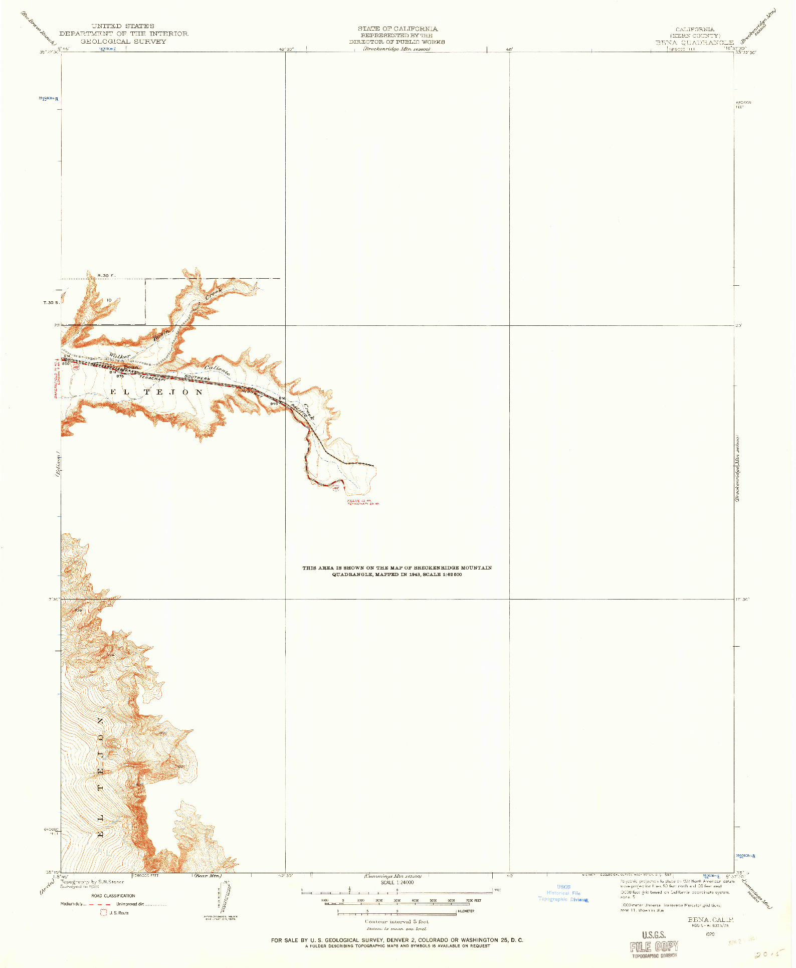 USGS 1:24000-SCALE QUADRANGLE FOR BENA, CA 1929