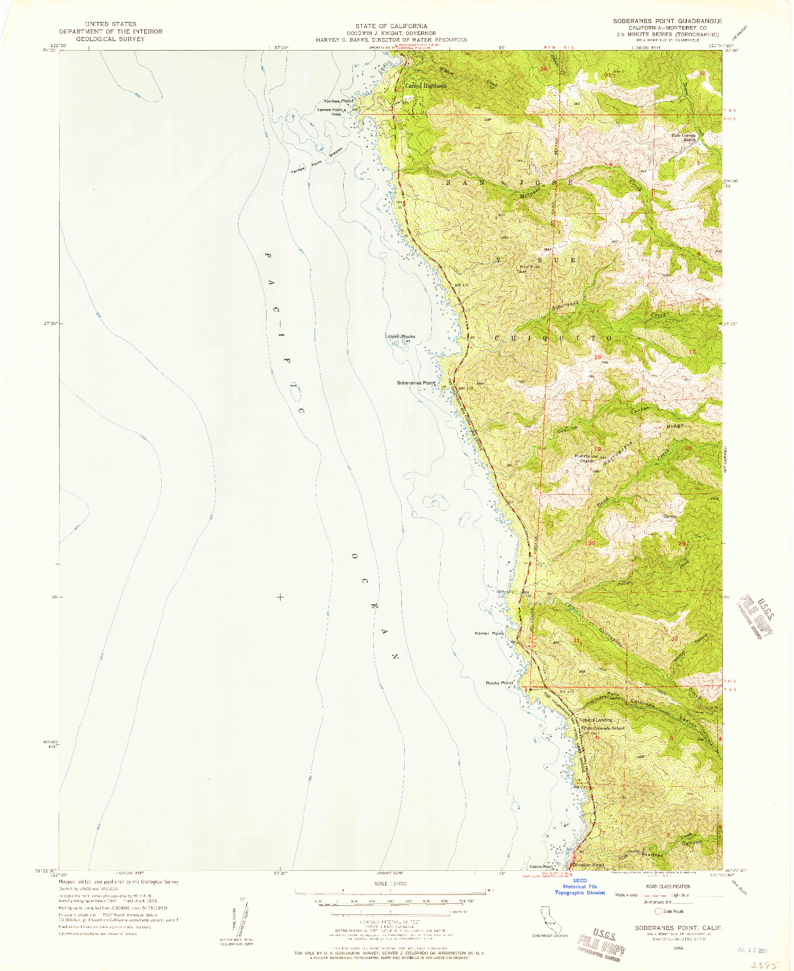 USGS 1:24000-SCALE QUADRANGLE FOR SOBERANES POINT, CA 1956