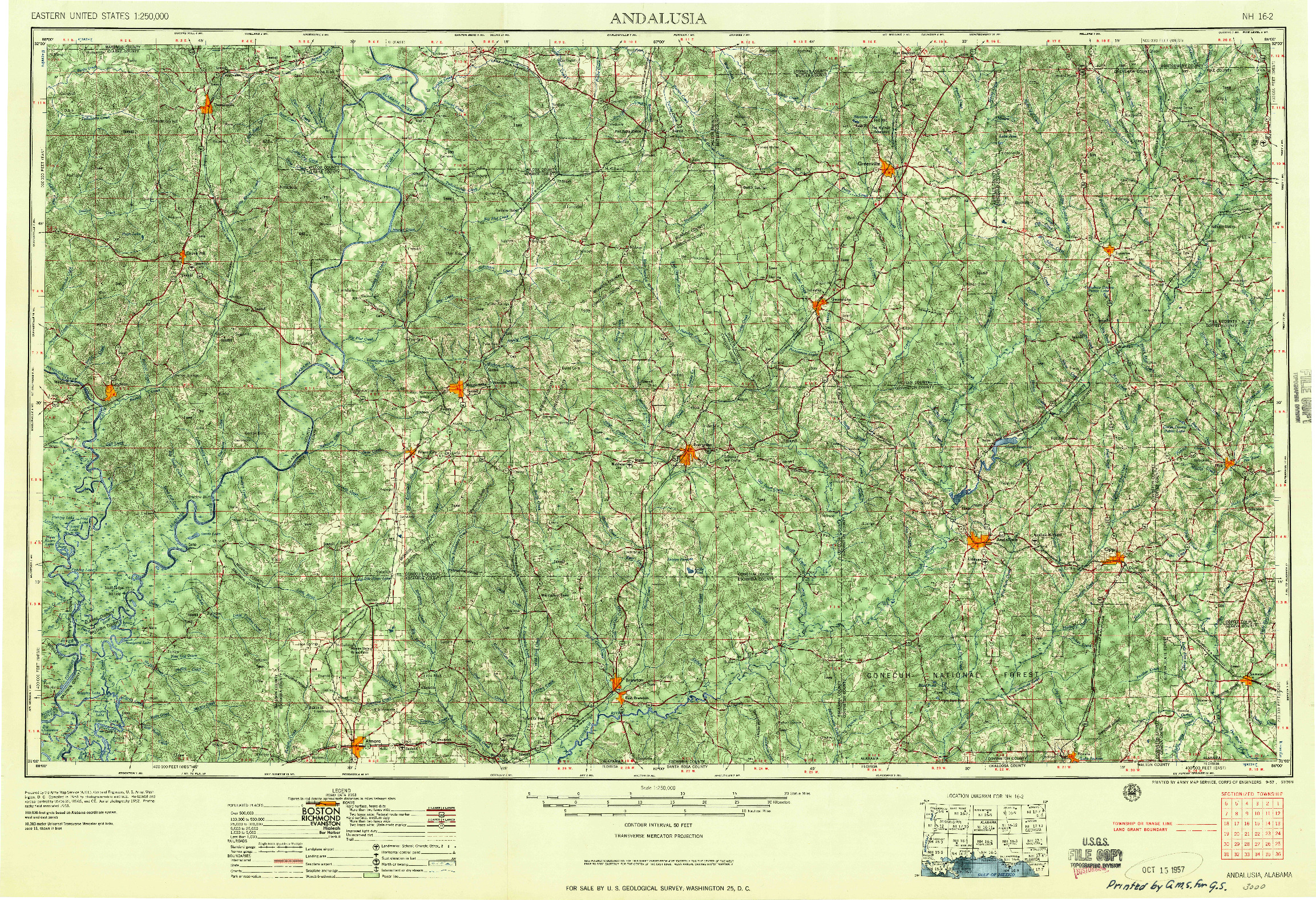 USGS 1:250000-SCALE QUADRANGLE FOR ANDALUSIA, AL 1957