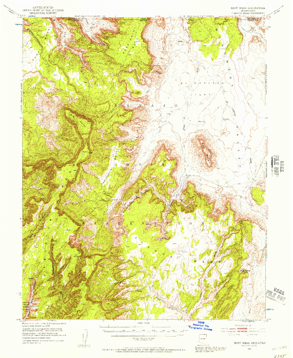 USGS 1:62500-SCALE QUADRANGLE FOR BOOT MESA, AZ 1952