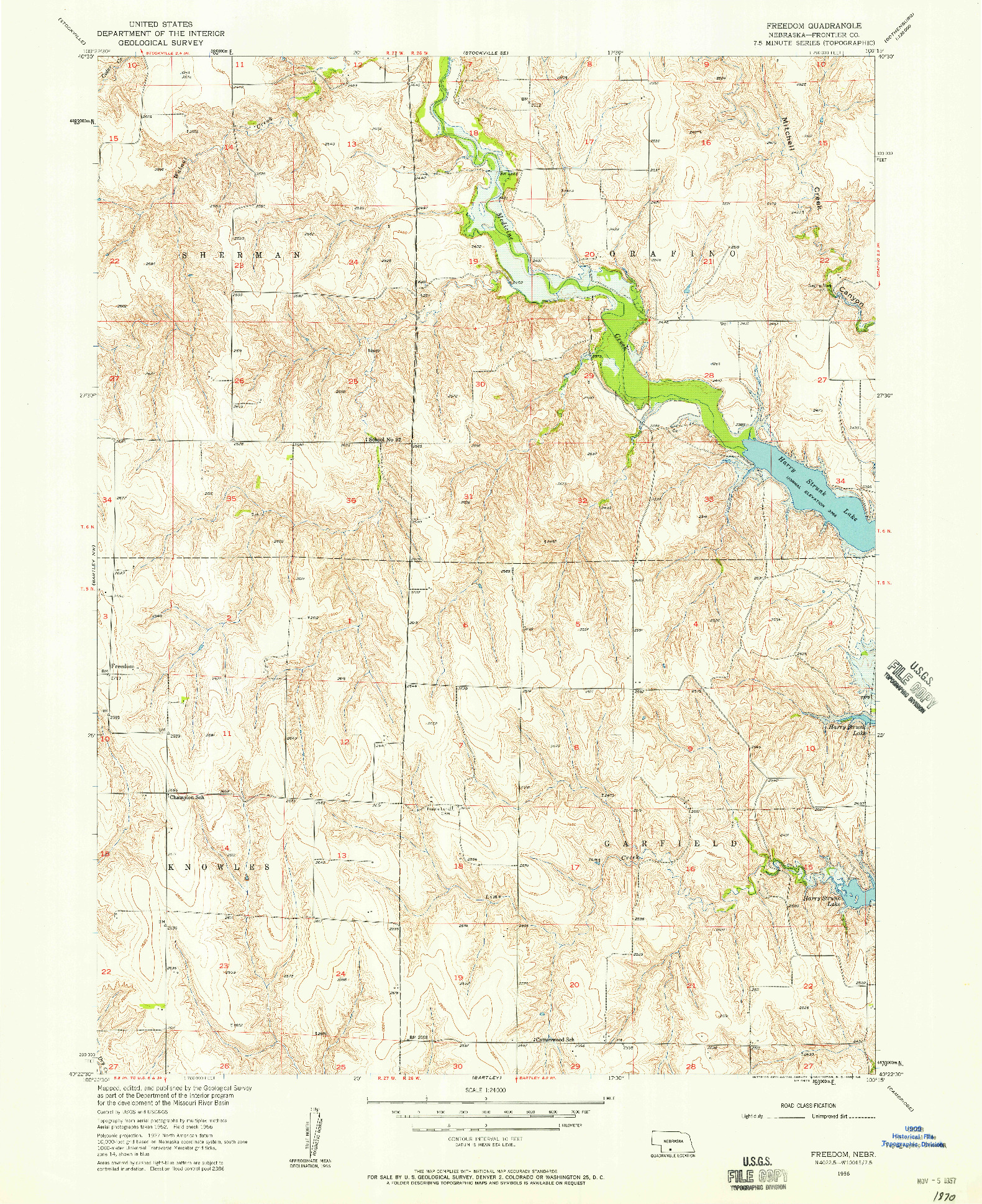 USGS 1:24000-SCALE QUADRANGLE FOR FREEDOM, NE 1956