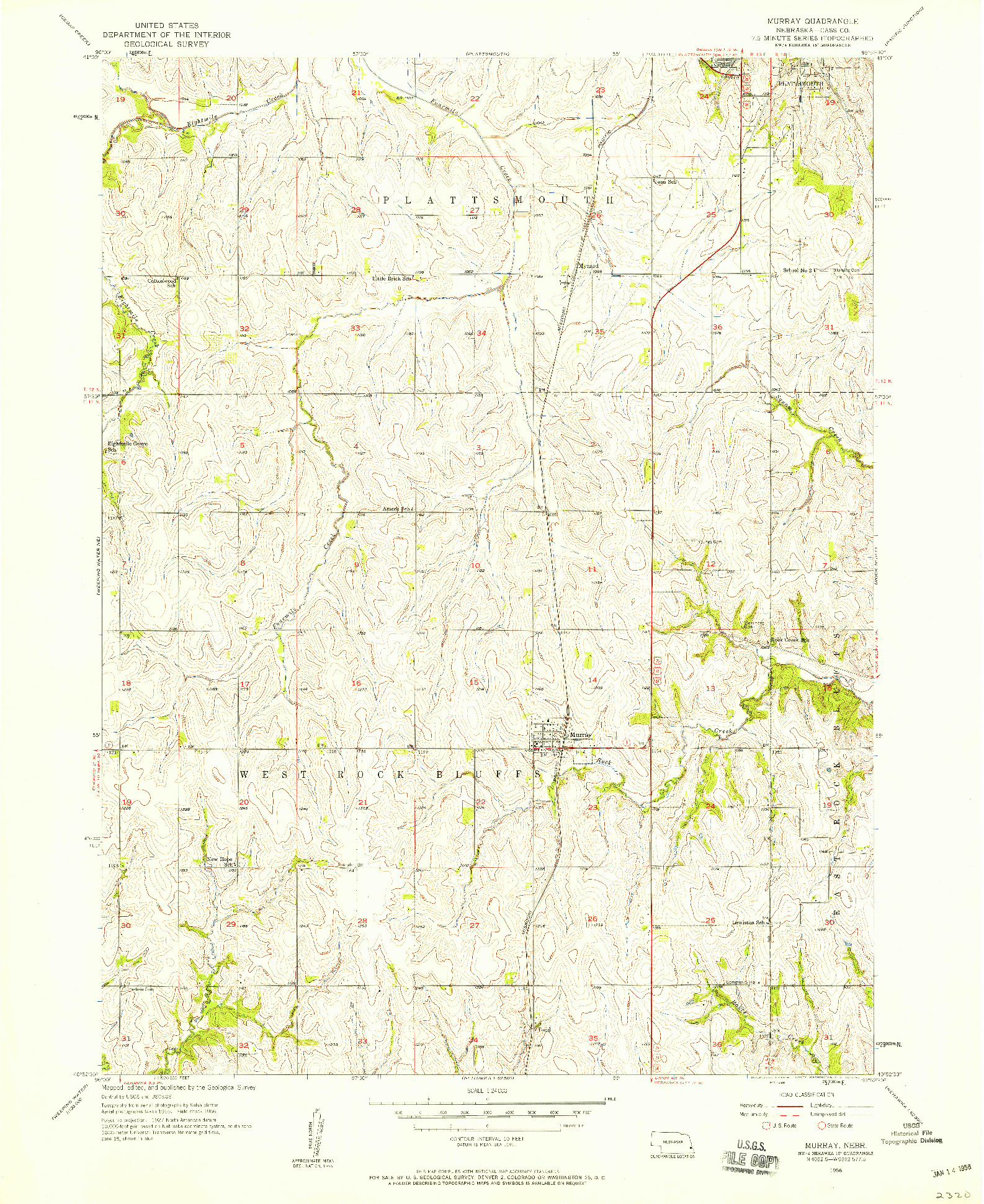 USGS 1:24000-SCALE QUADRANGLE FOR MURRAY, NE 1956