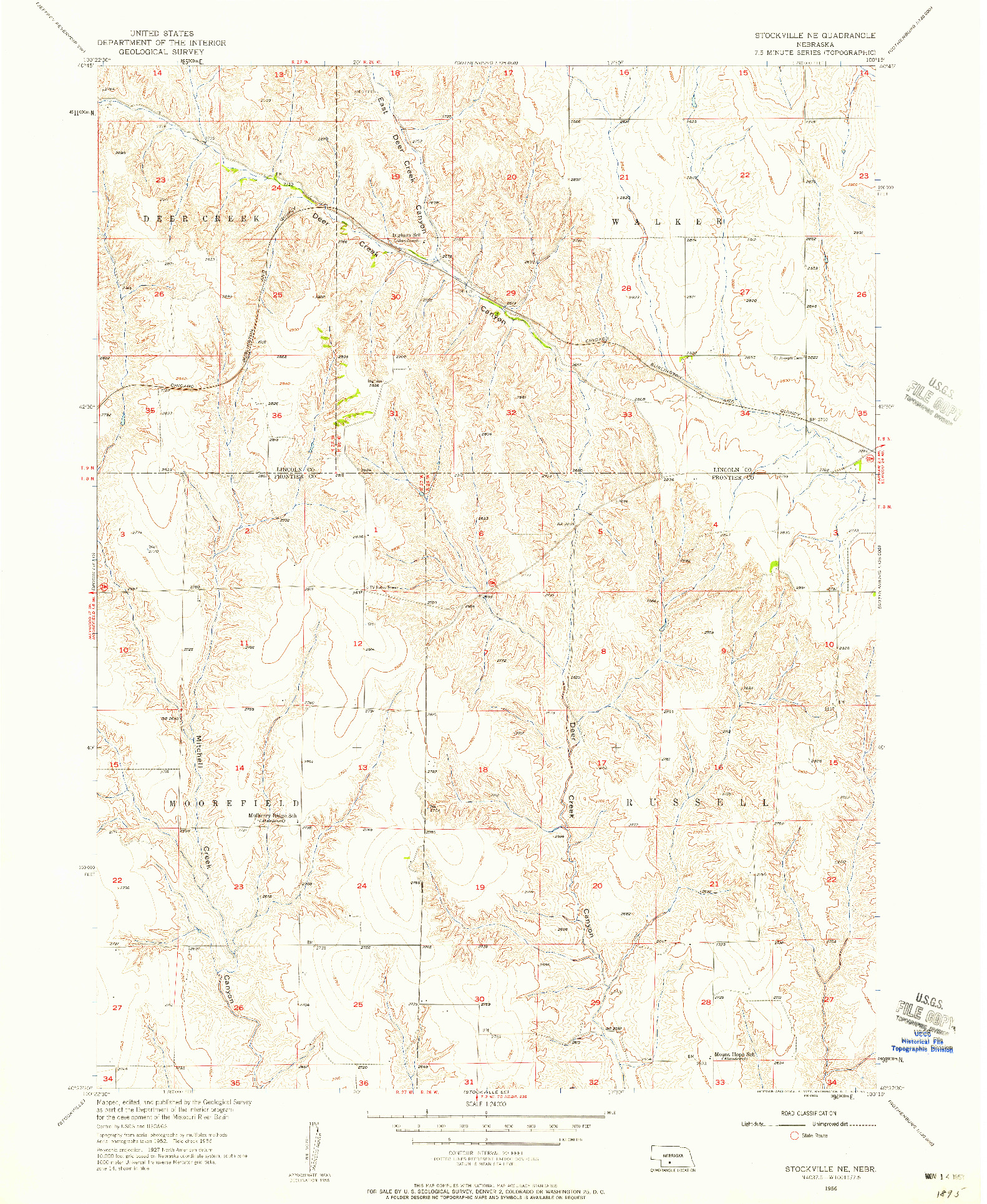 USGS 1:24000-SCALE QUADRANGLE FOR STOCKVILLE NE, NE 1956