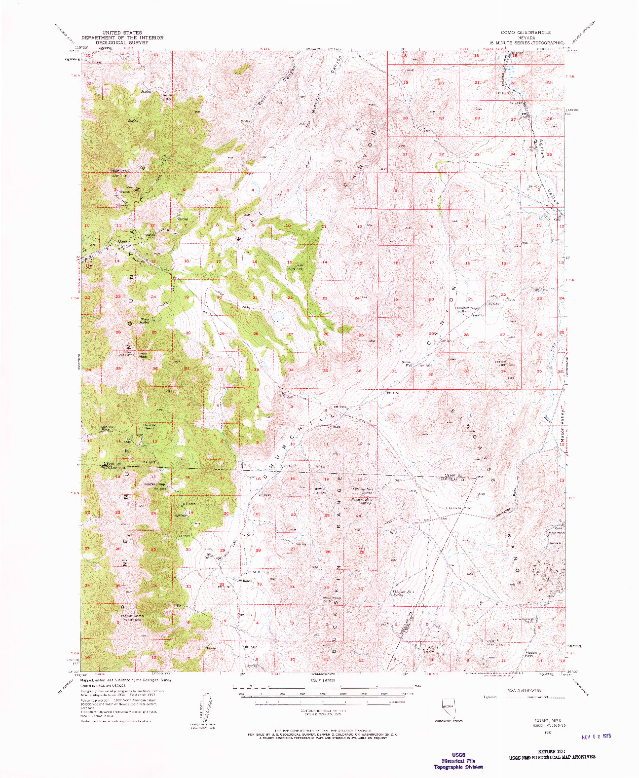 USGS 1:62500-SCALE QUADRANGLE FOR COMO, NV 1957