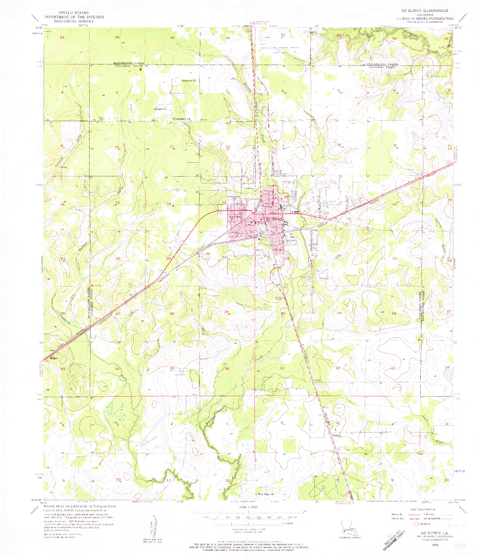 USGS 1:24000-SCALE QUADRANGLE FOR DE QUINCY, LA 1956